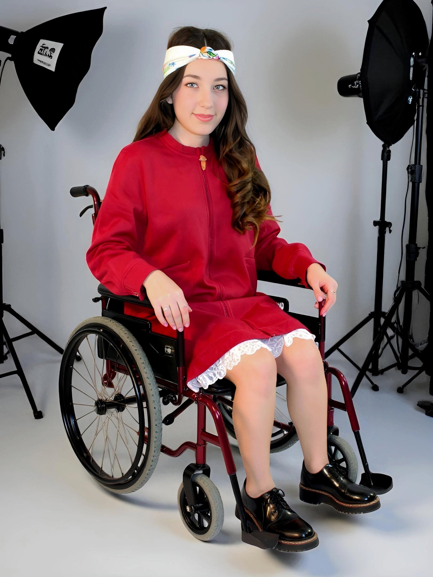 Adaptive Kids Sweatshirt Dress with Full Front Zipper and Easy-Undressing Sleeves
