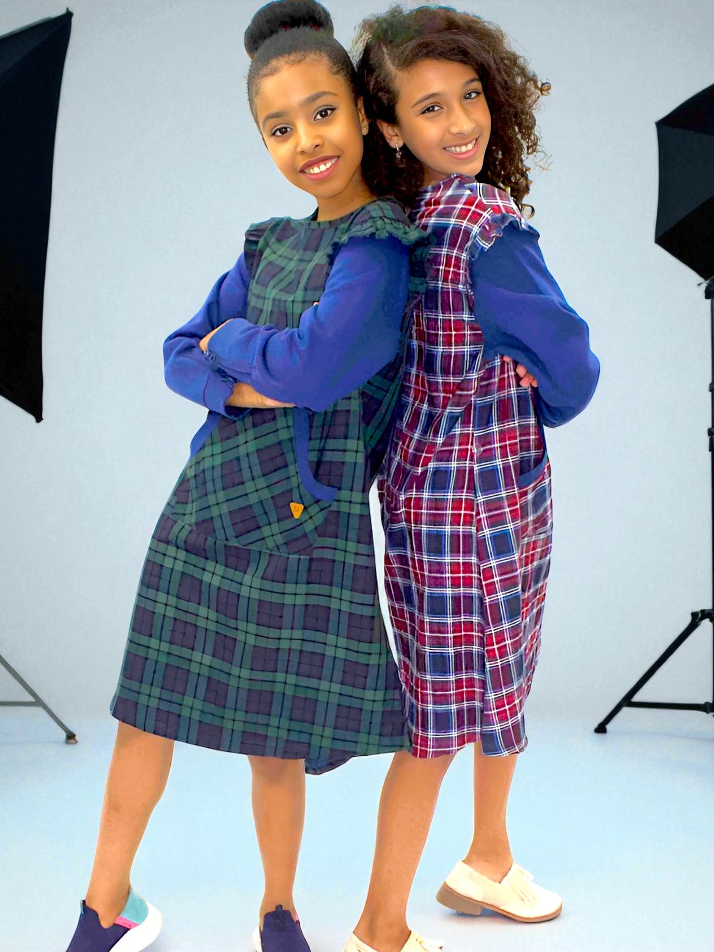Adaptive Kids Stretch Dress: Back Zipper, Cargo Pocket, Easy-Undressing Sleeves