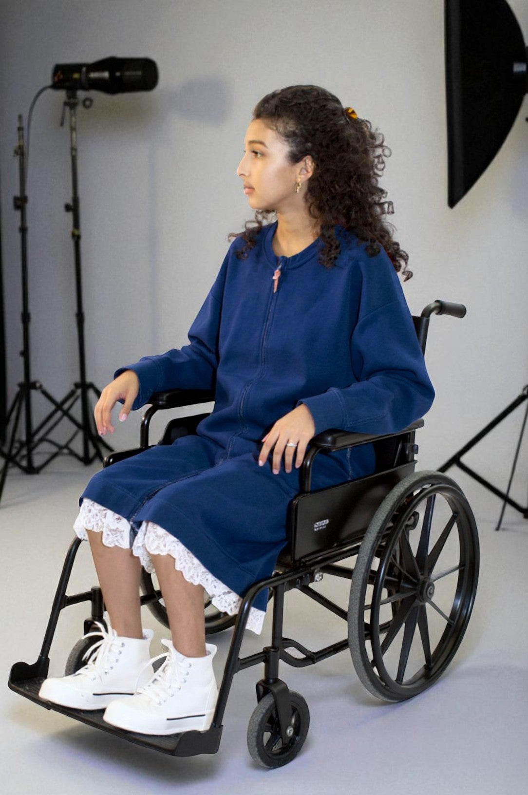 Adaptive Kids Sweatshirt Dress with Full Front Zipper and Easy-Undressing Sleeves