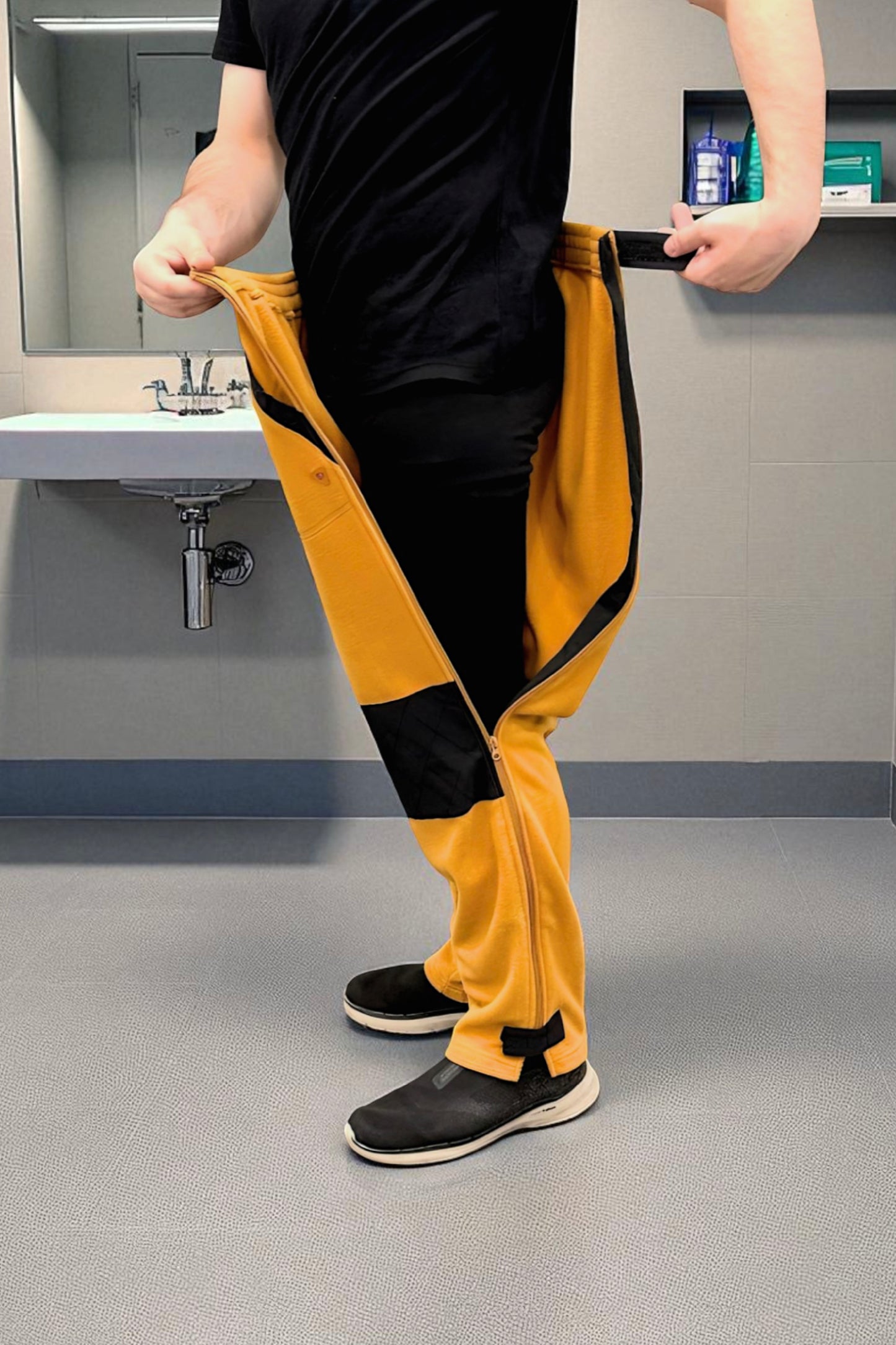 Adaptive Kids Polar Pants, Adjustable Waist, Knee Insert & Full Zipper for Easy Undressing