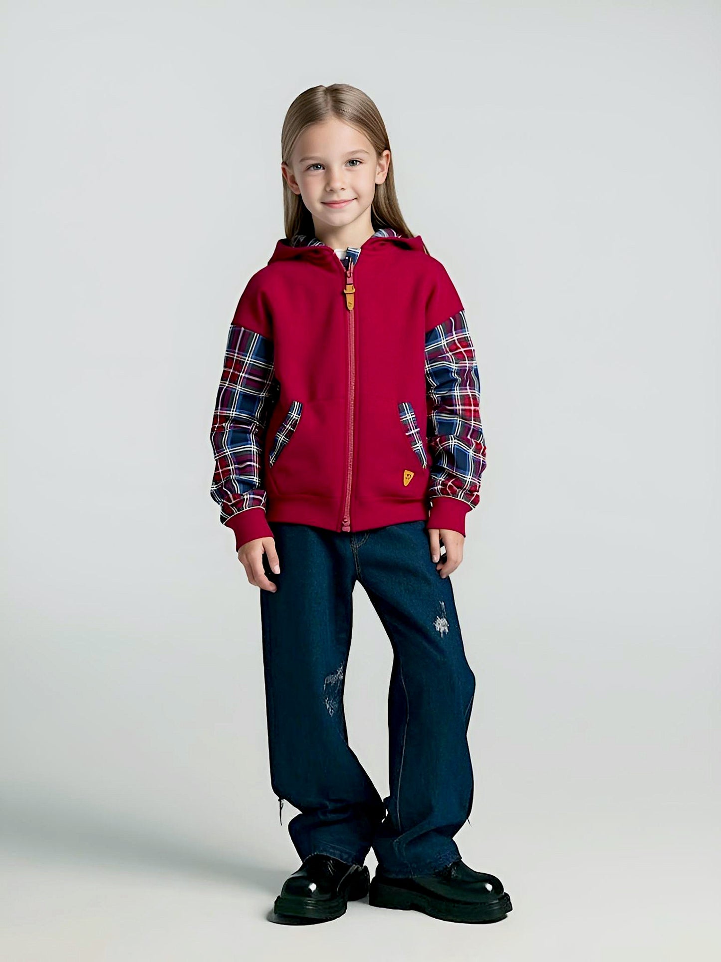 Adaptive Kids Hoodie with Cargo Pocket & Magnetic Zipper for Easy Undressing