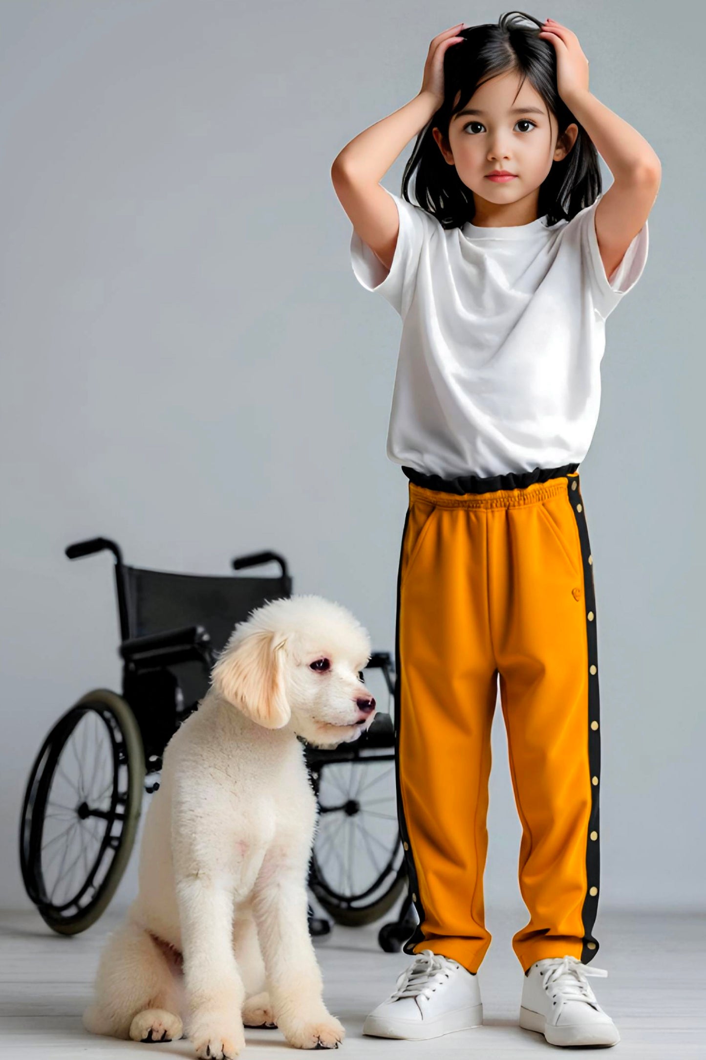 Adaptive Kids Sweatpants, with Full Elastic Waist & Side Full Zipper for Easy Undressing