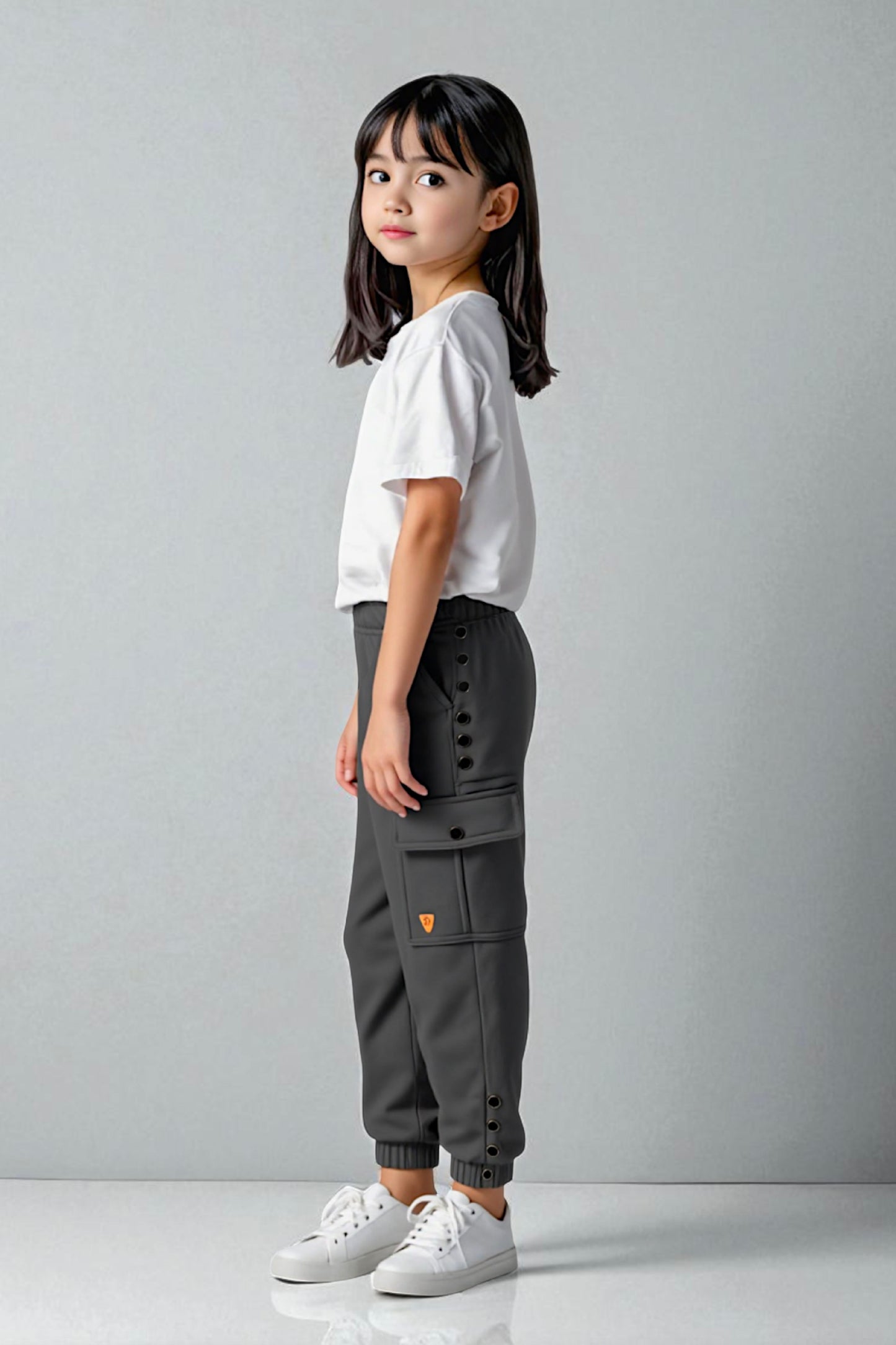 Adaptive Kids Cargo Joggers Pants: Elastic Waist, And Easy-Undressing Side Zipper
