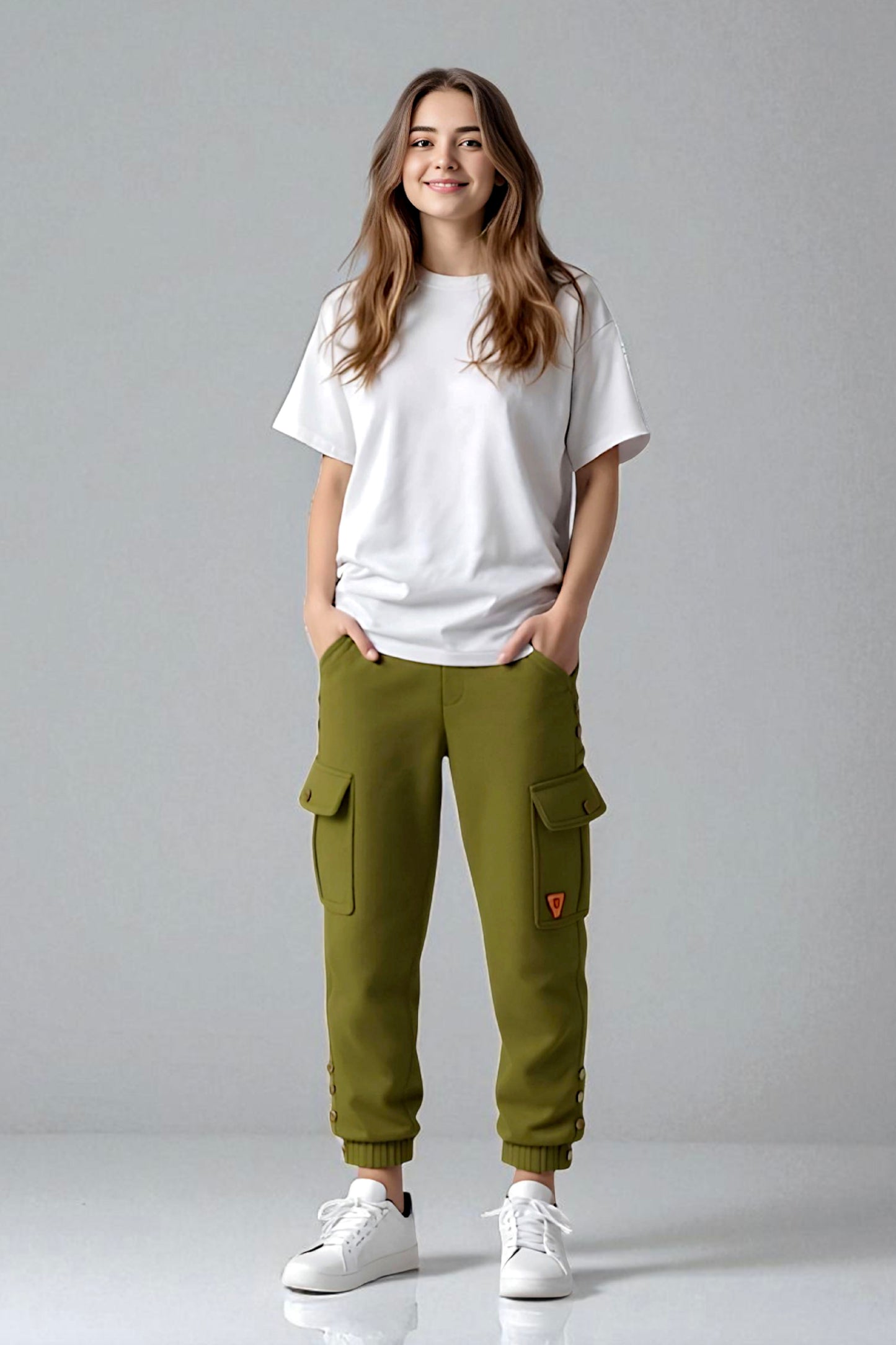 Adaptive Kids Cargo Joggers Pants: Elastic Waist, And Easy-Undressing Side Zipper