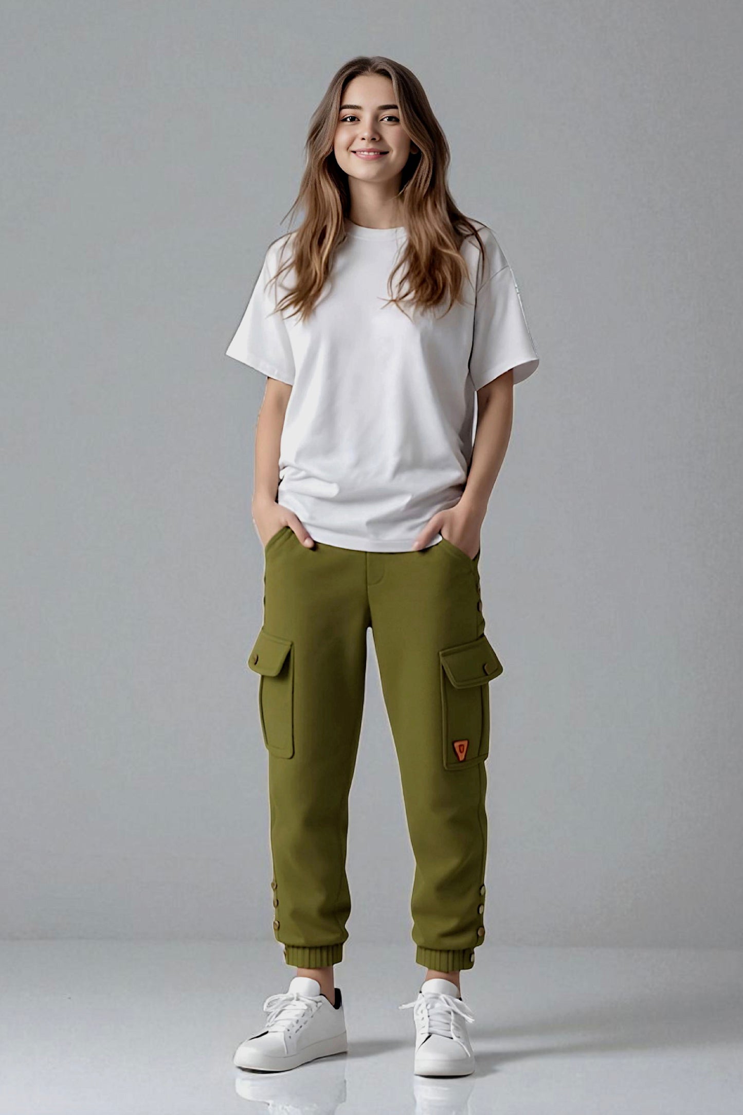Adaptive Kids Cargo Joggers Pants: Elastic Waist, And Easy-Undressing Side Zipper
