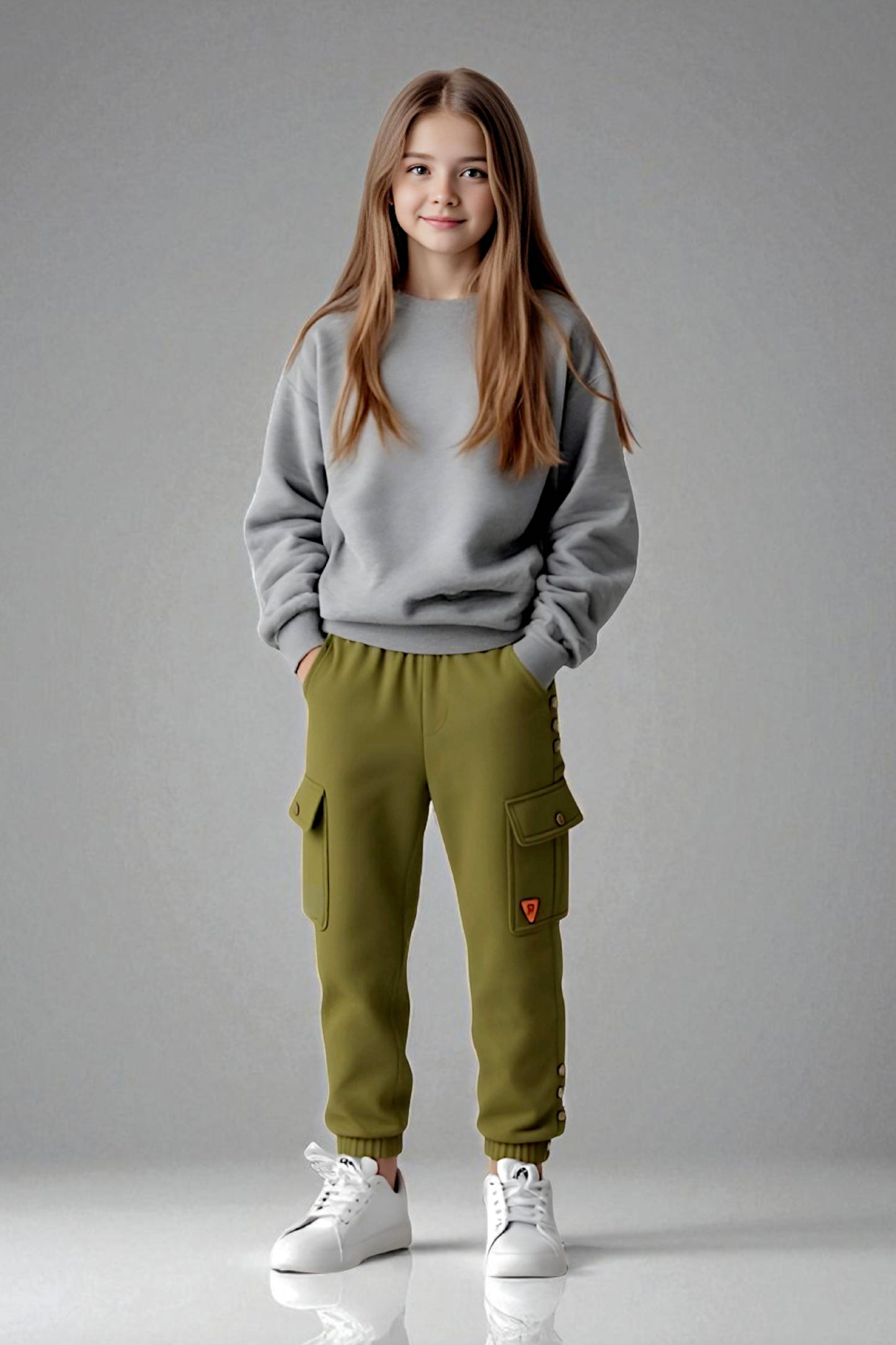 Adaptive Kids Cargo Joggers Pants: Elastic Waist, And Easy-Undressing Side Zipper