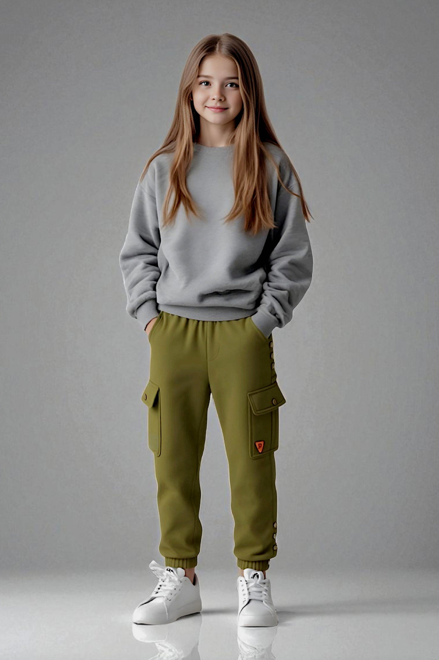 Adaptive Kids Cargo Joggers Pants: Elastic Waist, And Easy-Undressing Side Zipper