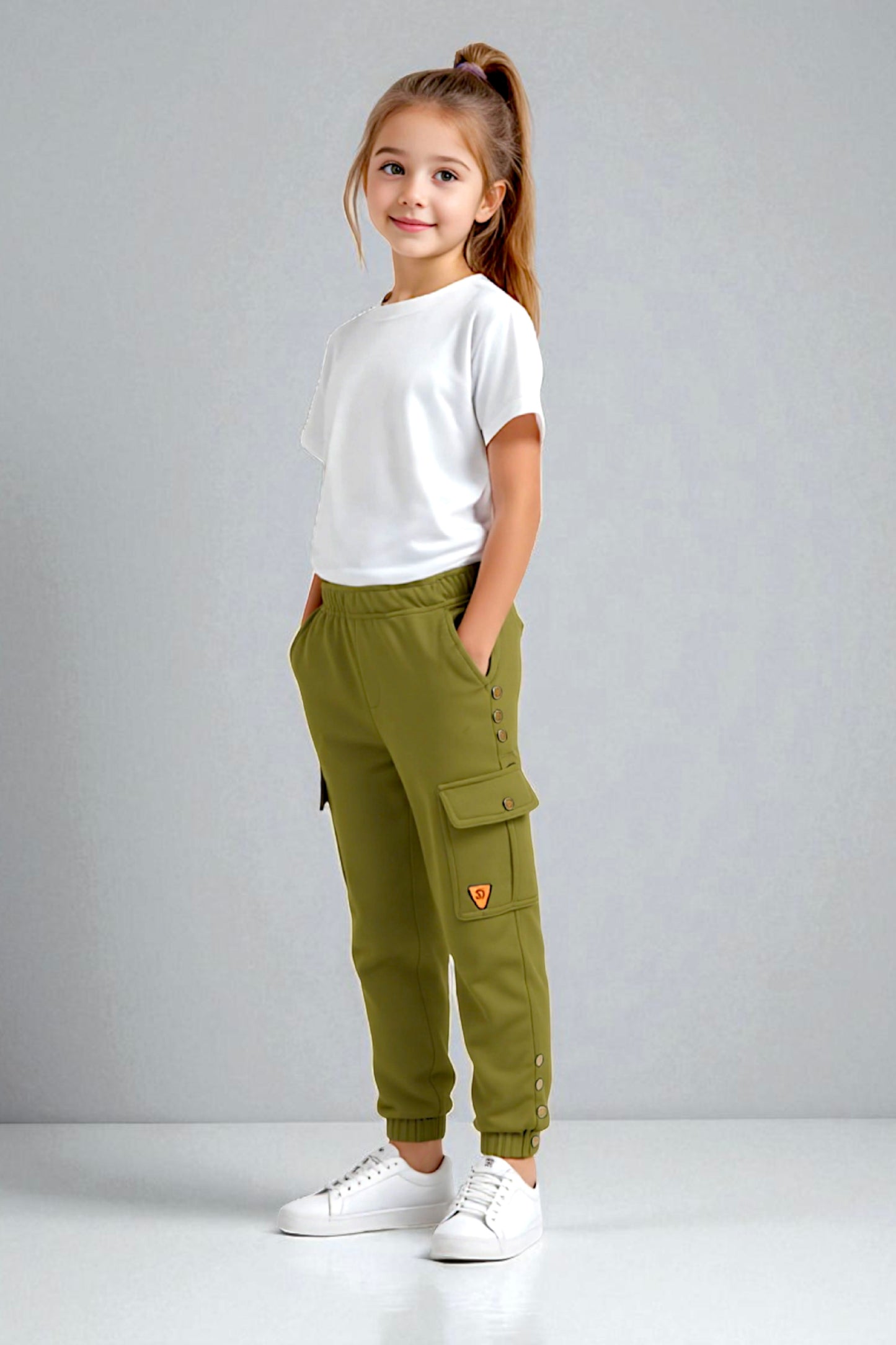 Adaptive Kids Cargo Joggers Pants: Elastic Waist, And Easy-Undressing Side Zipper