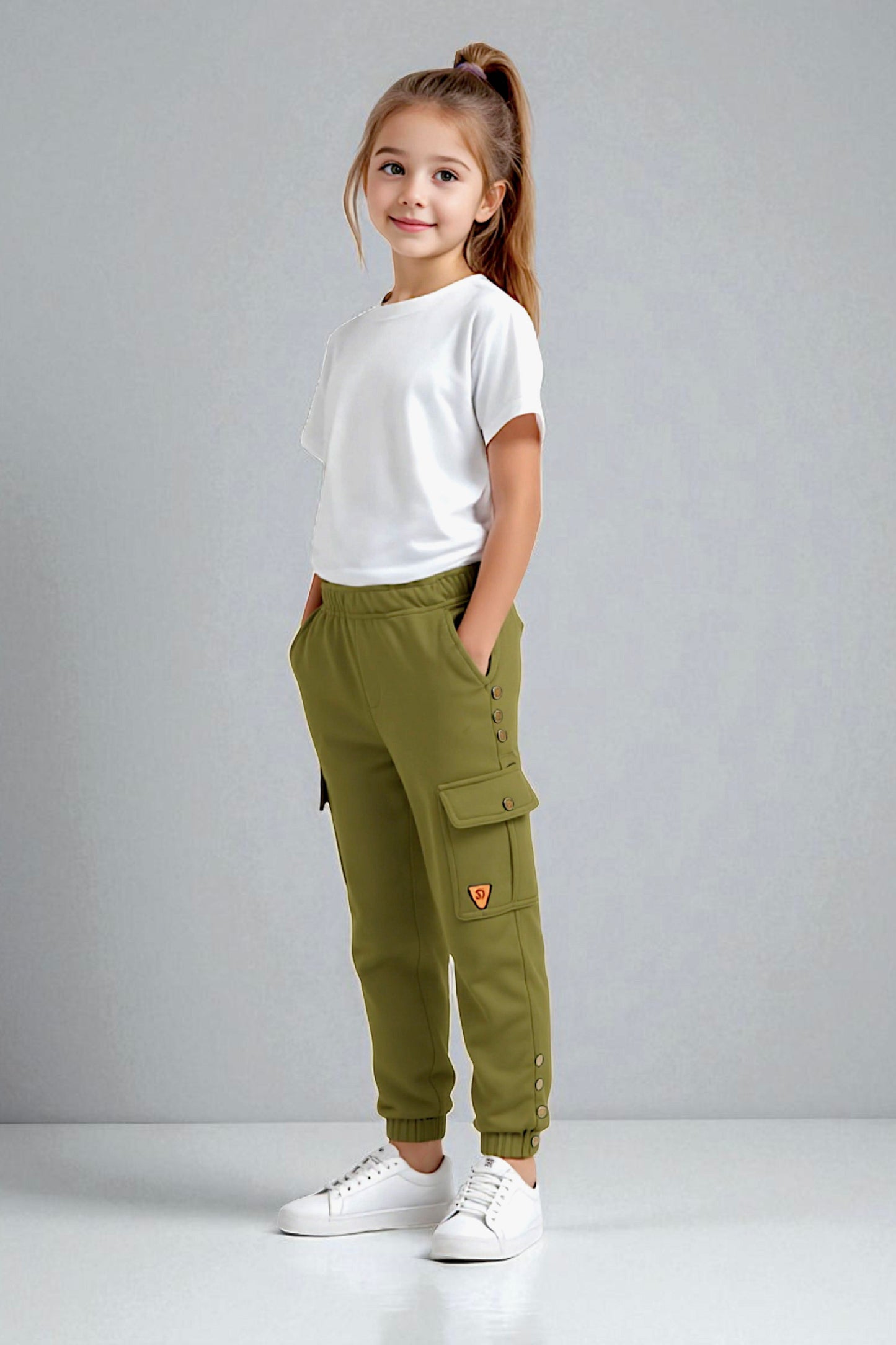 Adaptive Kids Cargo Joggers Pants: Elastic Waist, And Easy-Undressing Side Zipper
