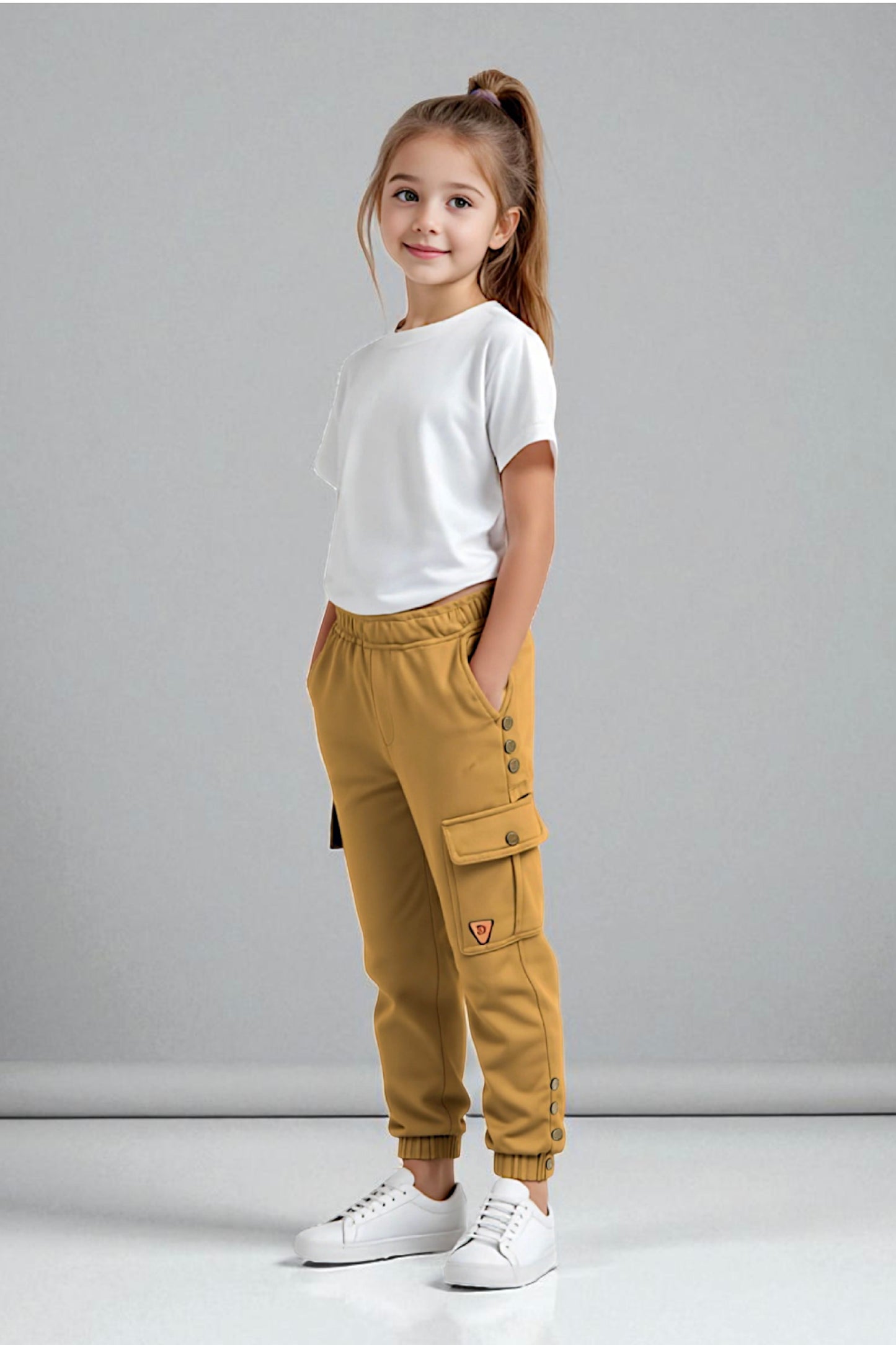 Adaptive Kids Cargo Joggers Pants: Elastic Waist, And Easy-Undressing Side Zipper
