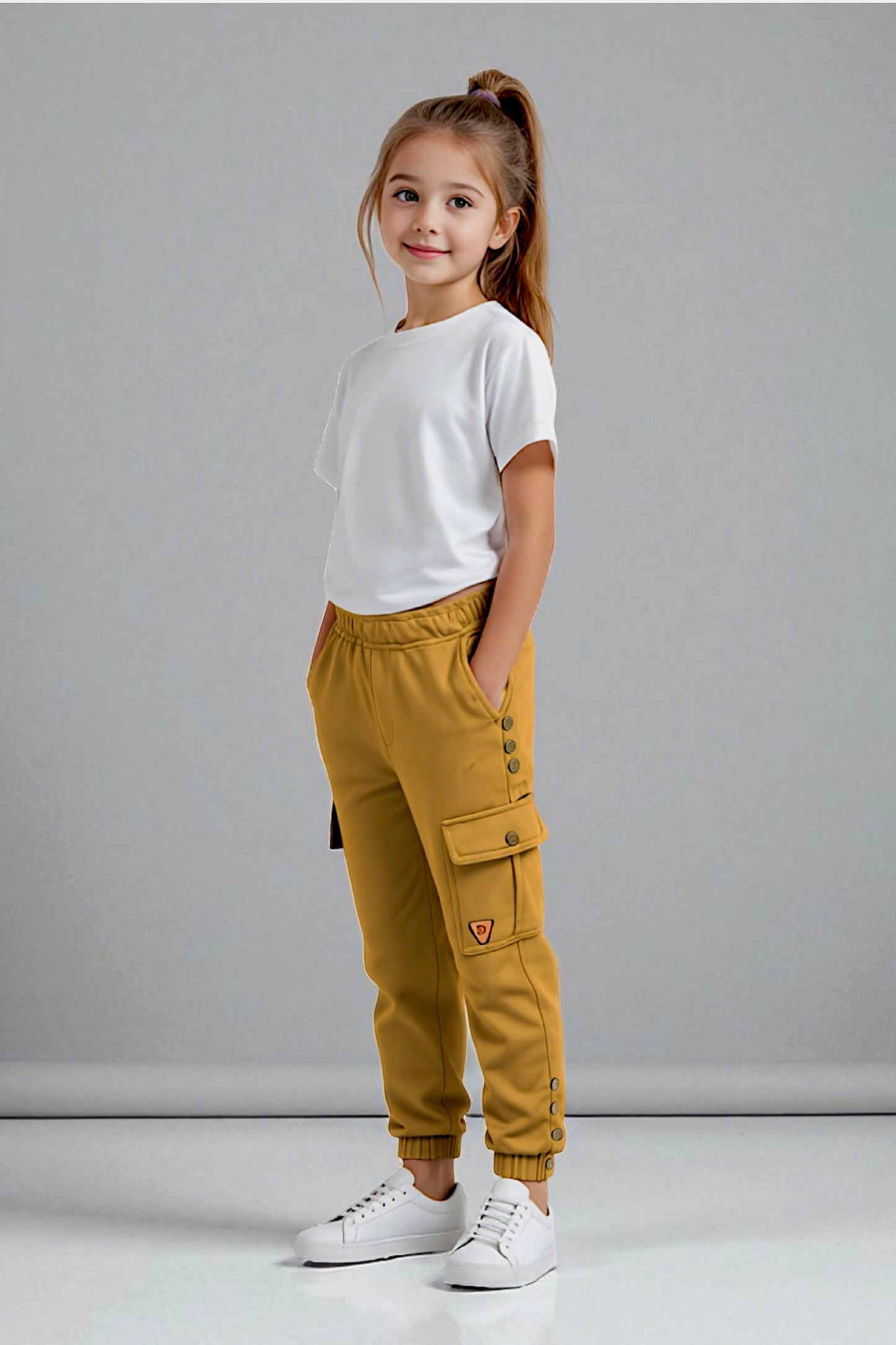Adaptive Kids Cargo Joggers Pants: Elastic Waist, And Easy-Undressing Side Zipper