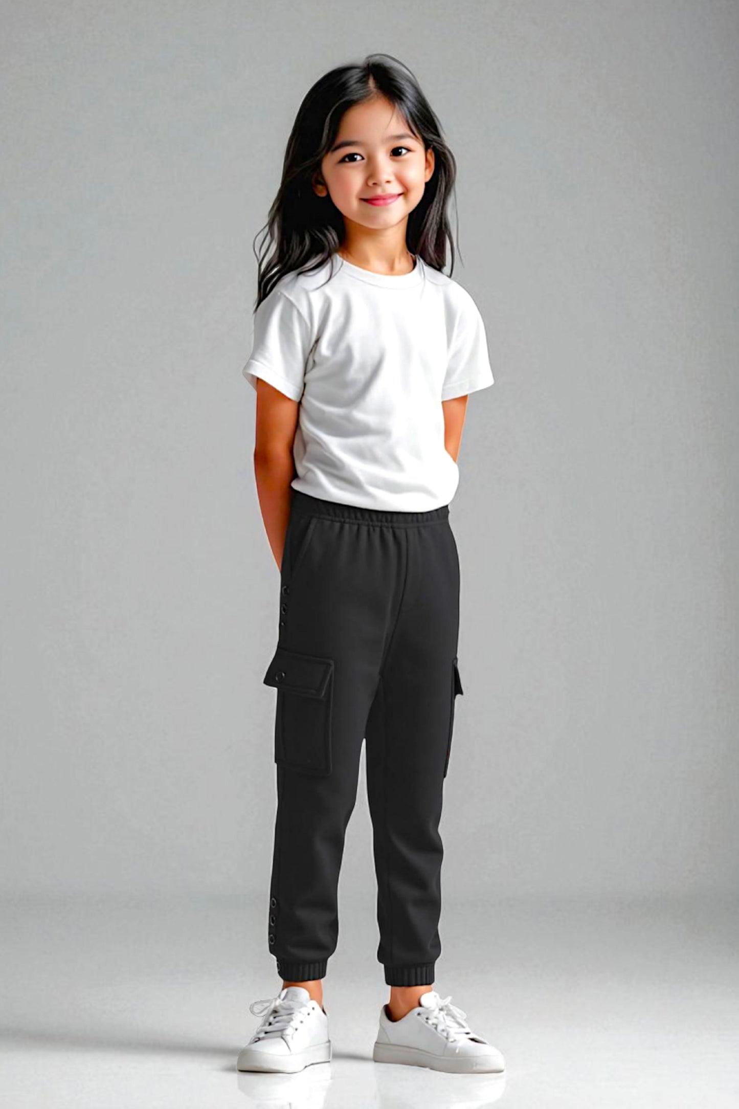 Adaptive Kids Cargo Joggers Pants: Elastic Waist, And Easy-Undressing Side Zipper