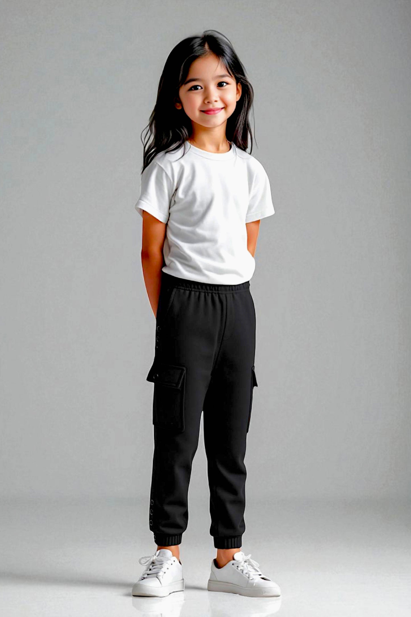 Adaptive Kids Cargo Joggers Pants: Elastic Waist, And Easy-Undressing Side Zipper