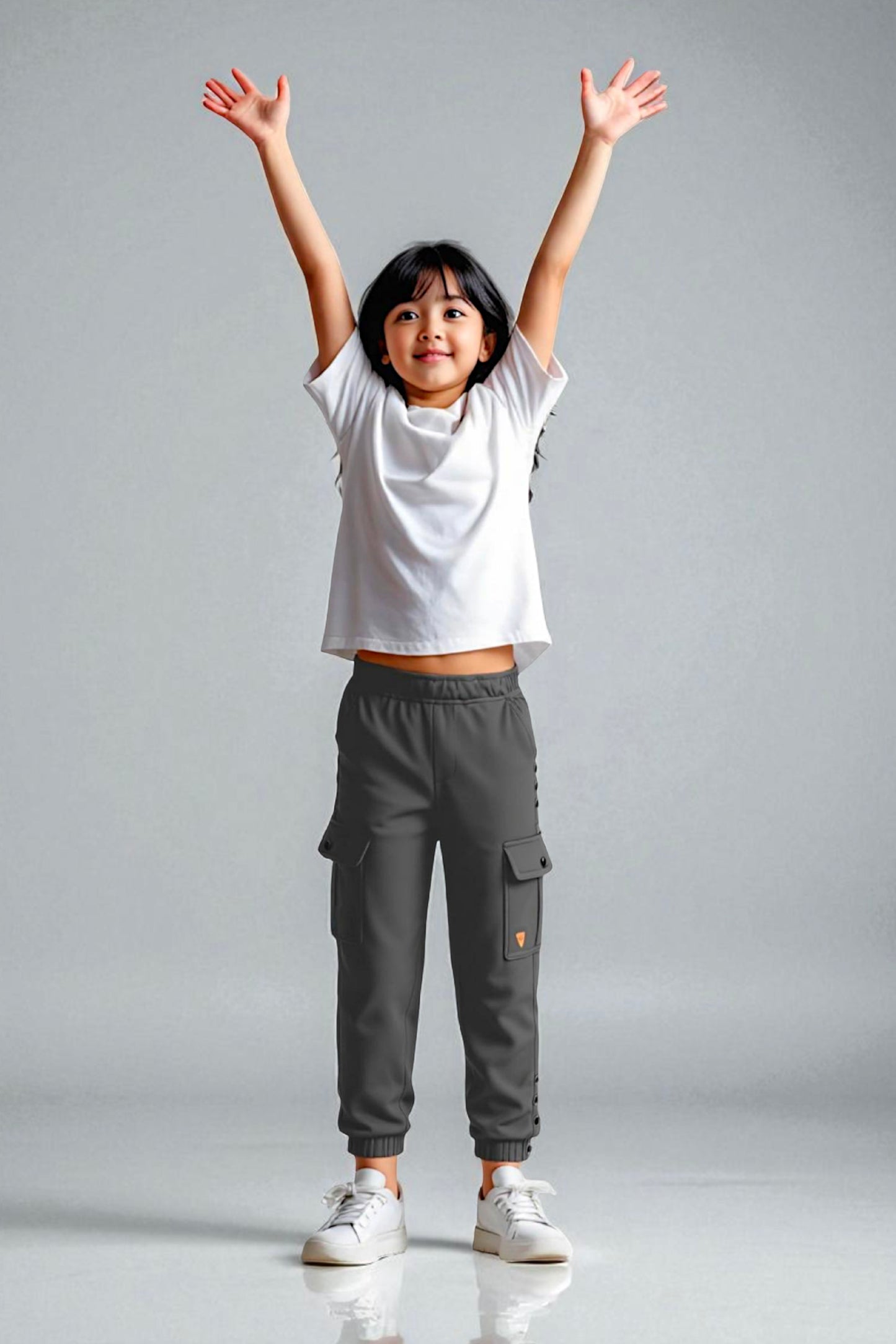 Adaptive Kids Cargo Joggers Pants: Elastic Waist, And Easy-Undressing Side Zipper