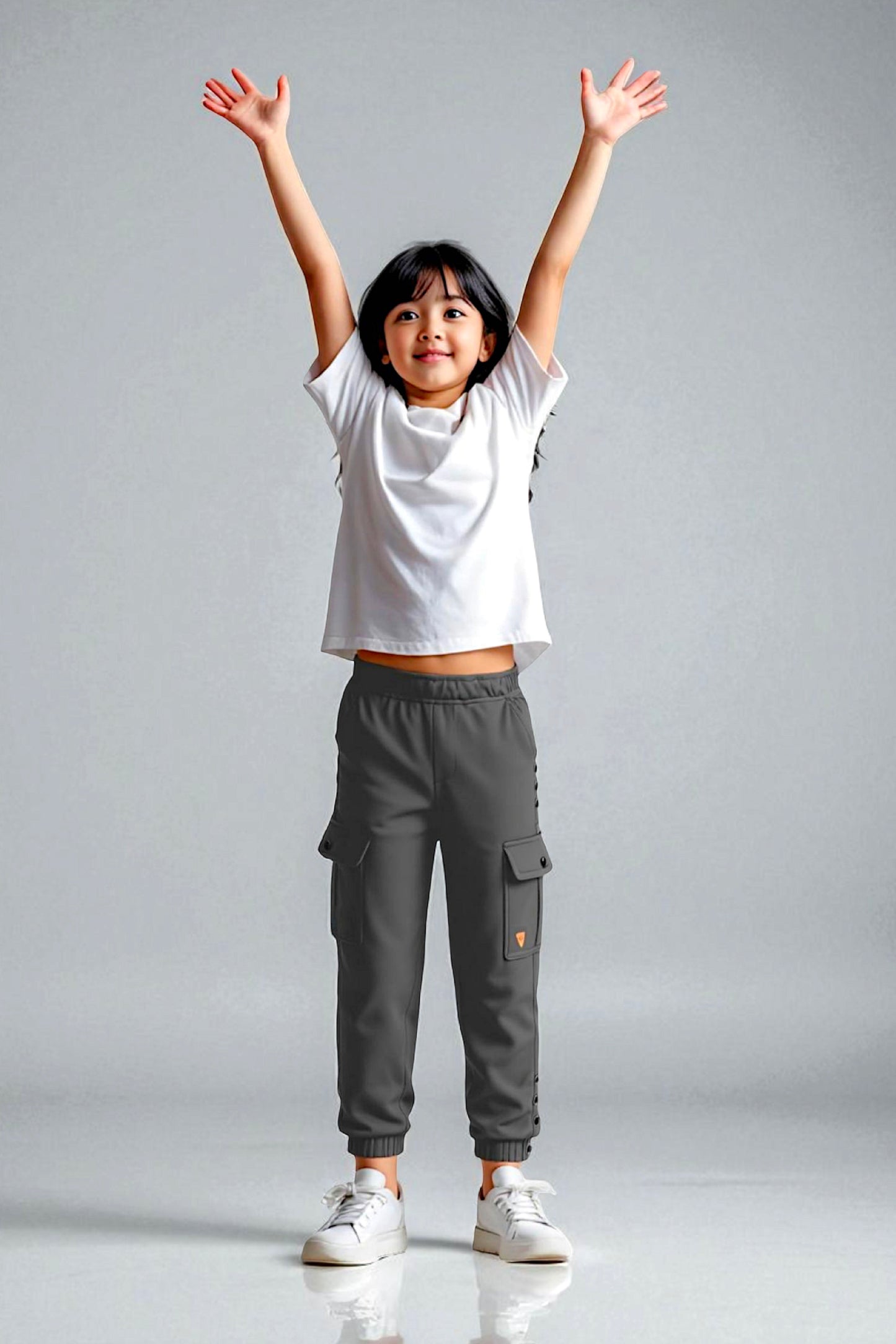 Adaptive Kids Cargo Joggers Pants: Elastic Waist, And Easy-Undressing Side Zipper