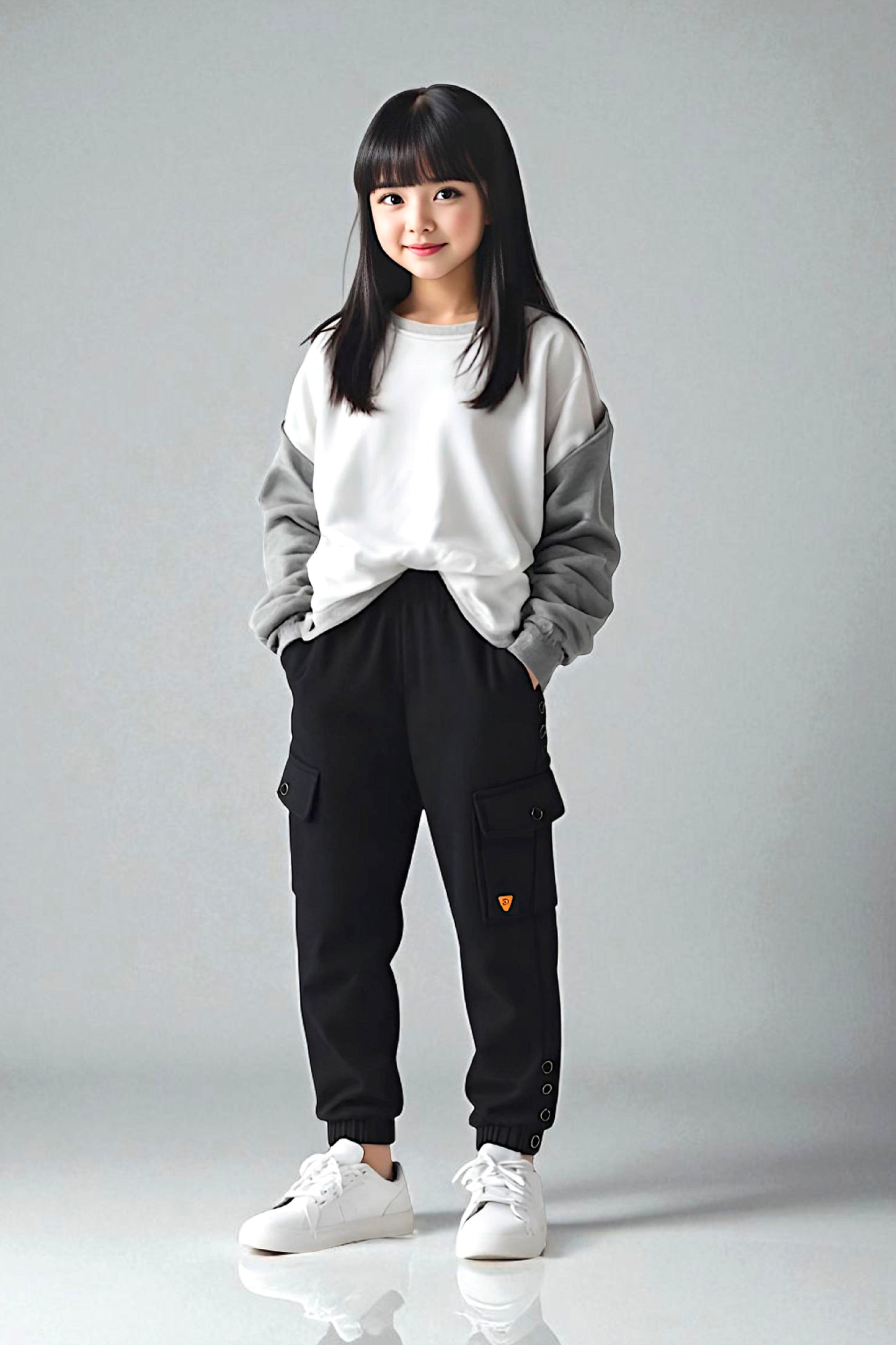 Adaptive Kids Cargo Joggers Pants: Elastic Waist, And Easy-Undressing Side Zipper