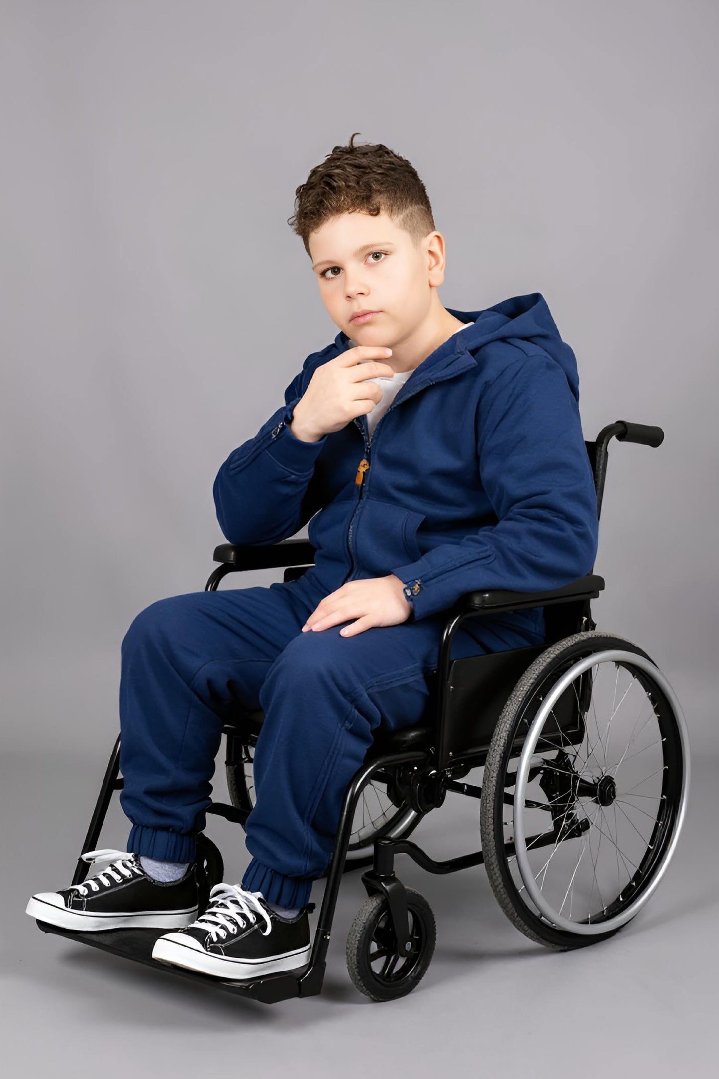 Adaptive Kids Hoodie: Front Magnetic Zipper and Easy-Undressing Sleeves
