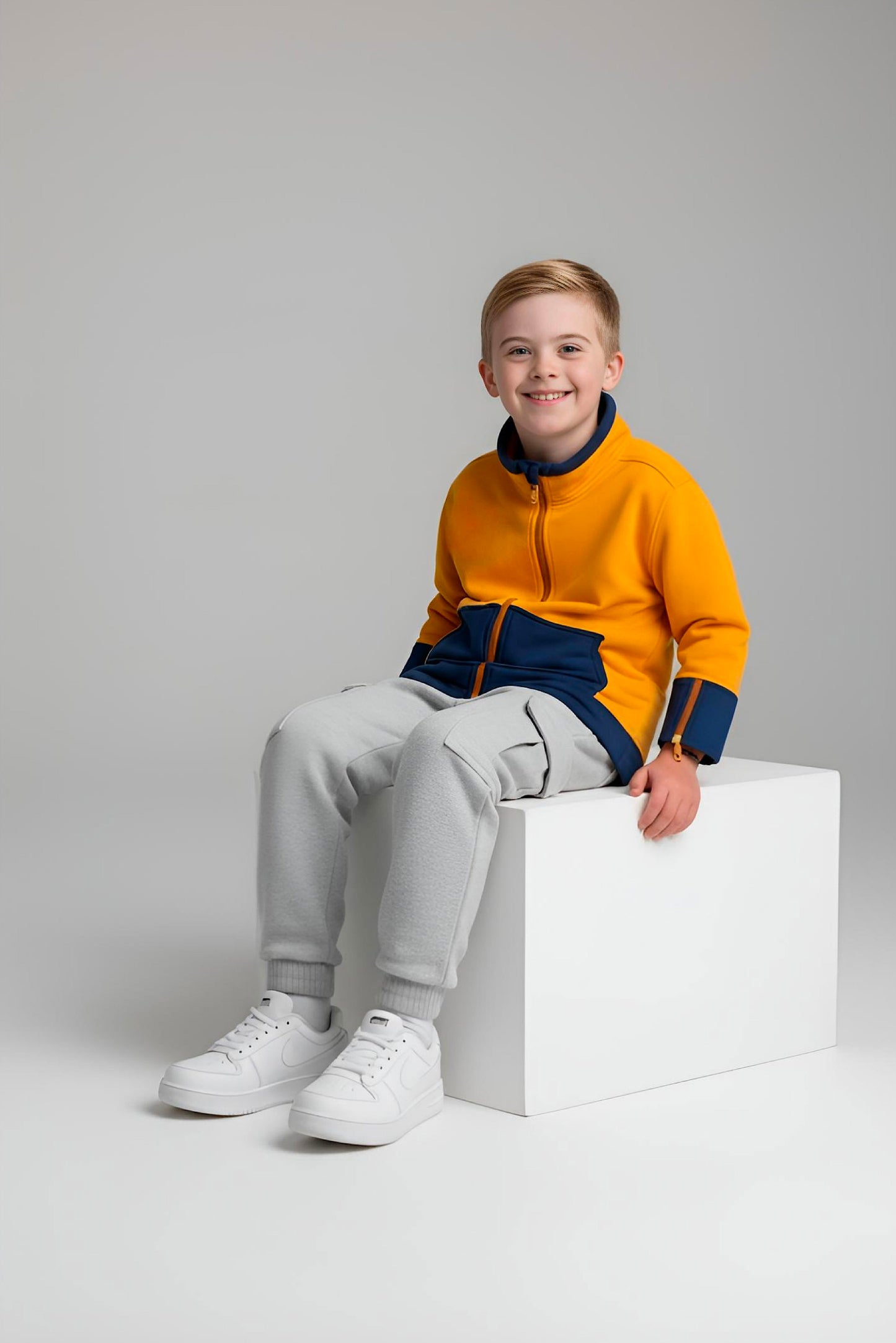 Adaptive Kids Jacket: Front Full Zipper, Cargo Pocket, Easy-Undressing Sleeves