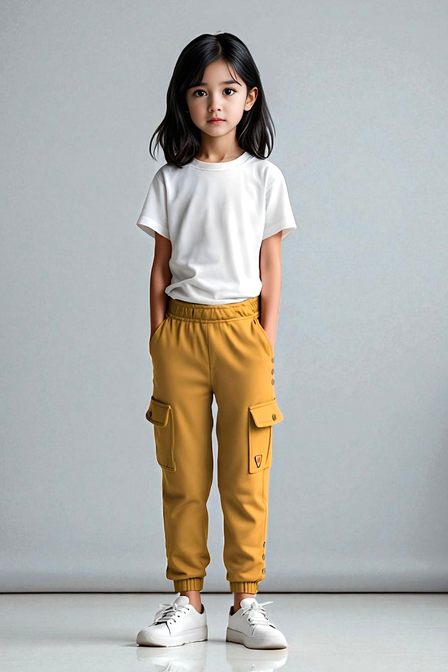 Adaptive Kids Cargo Joggers Pants: Elastic Waist, And Easy-Undressing Side Zipper