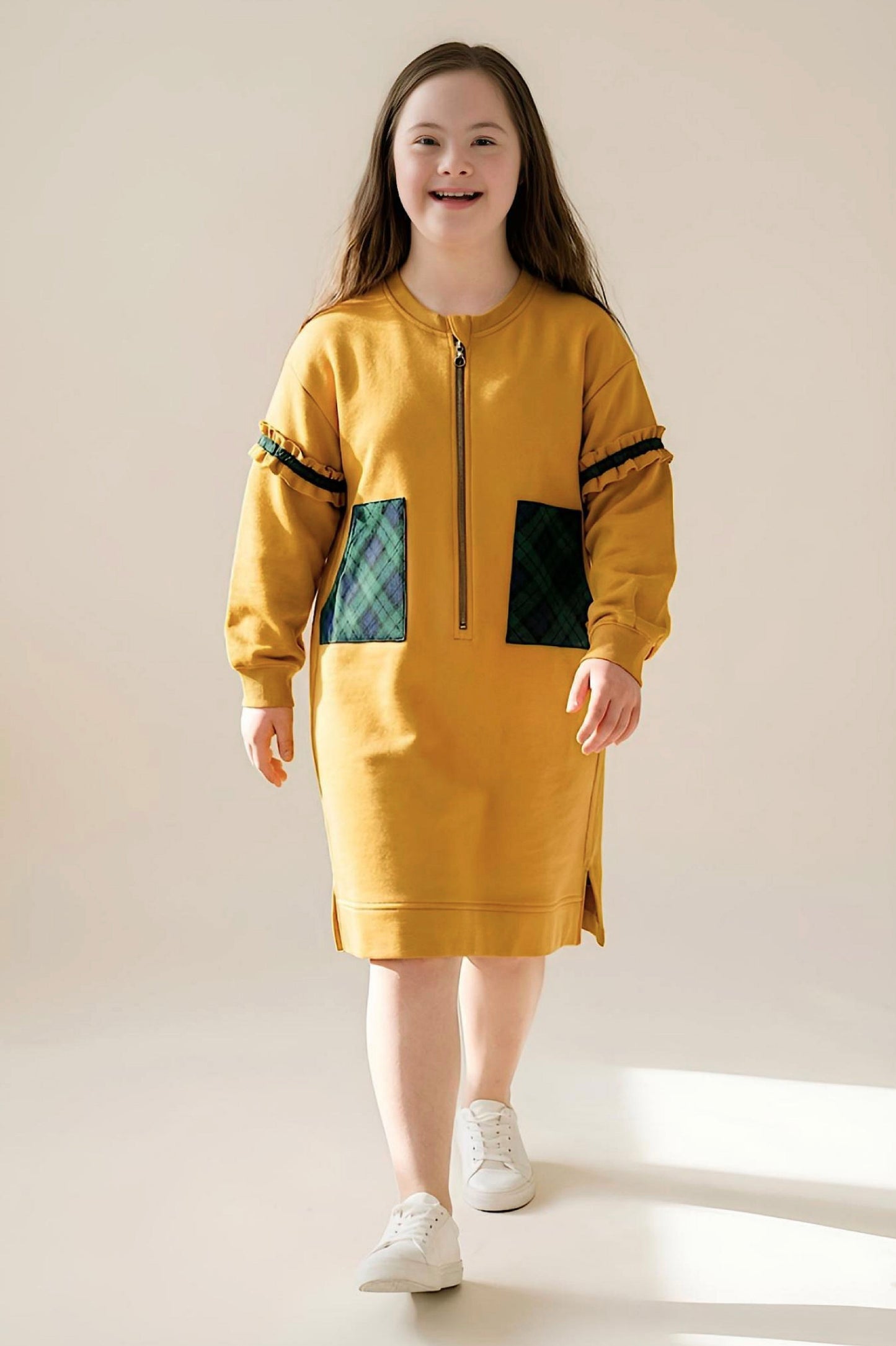 Adaptive Kids Fashion Dress: Front Long Zipper, Sleeve Easy Undressing