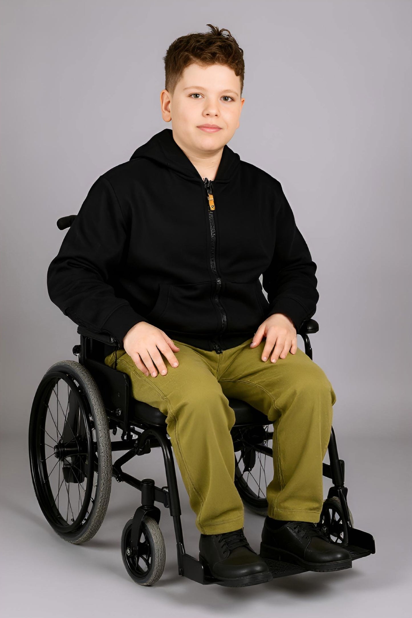 Adaptive Kids Hoodie: Front Magnetic Zipper and Easy-Undressing Sleeves