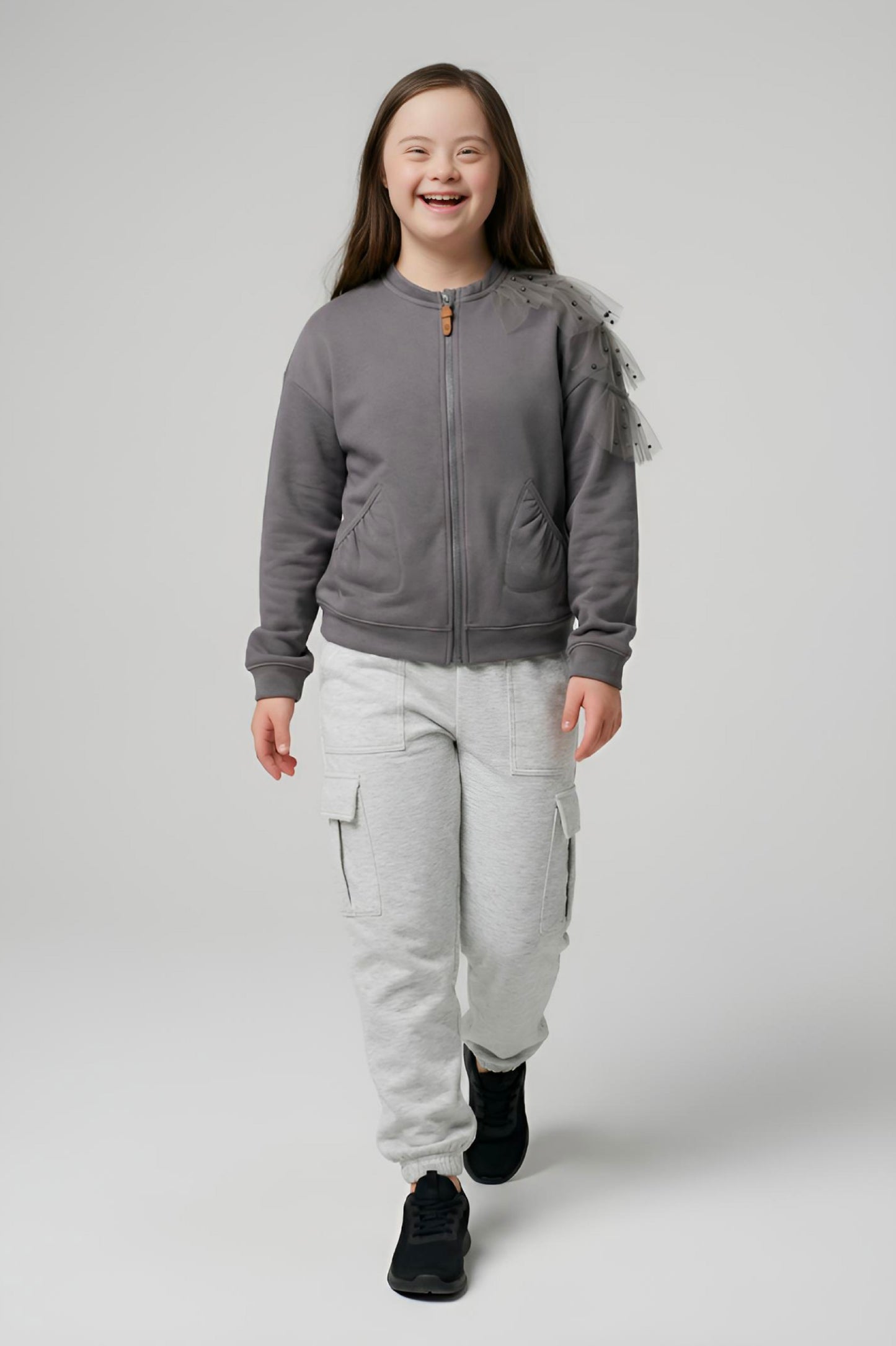 Adaptive Kids Dolman Sleeve Sweatshirt, with Magnetic Zipper & Sleeve Easy Undressing