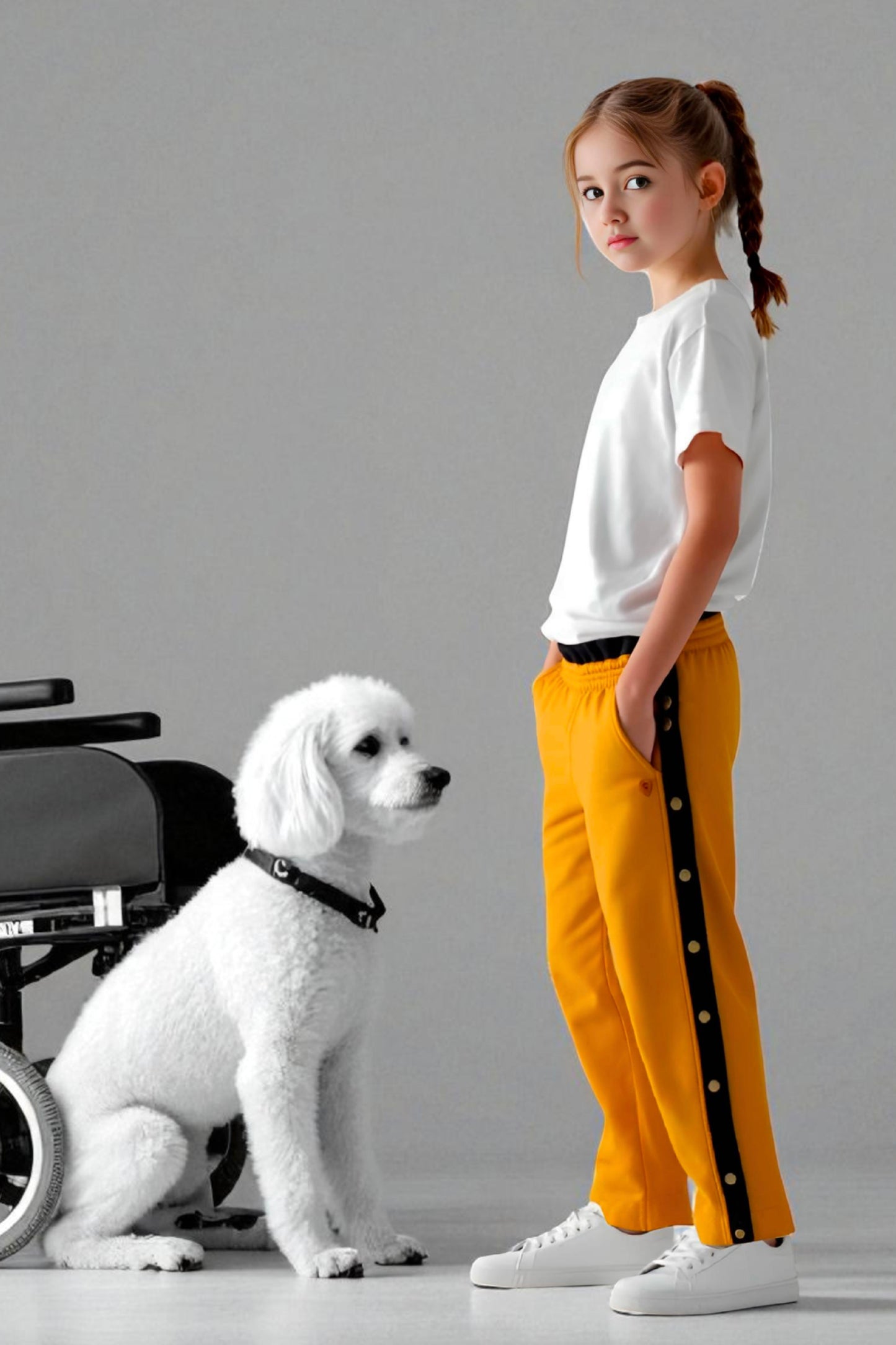 Adaptive Kids Sweatpants, with Full Elastic Waist & Side Full Zipper for Easy Undressing