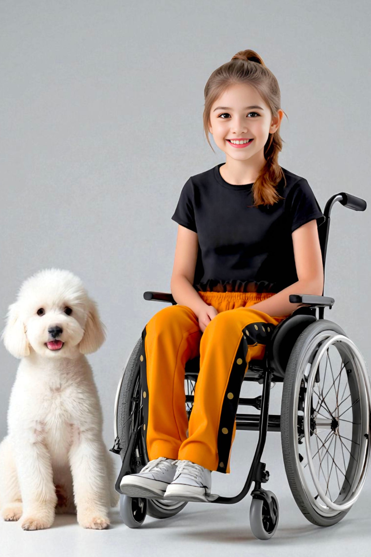 Adaptive Kids Sweatpants, with Full Elastic Waist & Side Full Zipper for Easy Undressing