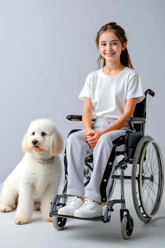 Adaptive Kids Sweatpants, with Full Elastic Waist & Side Full Zipper for Easy Undressing
