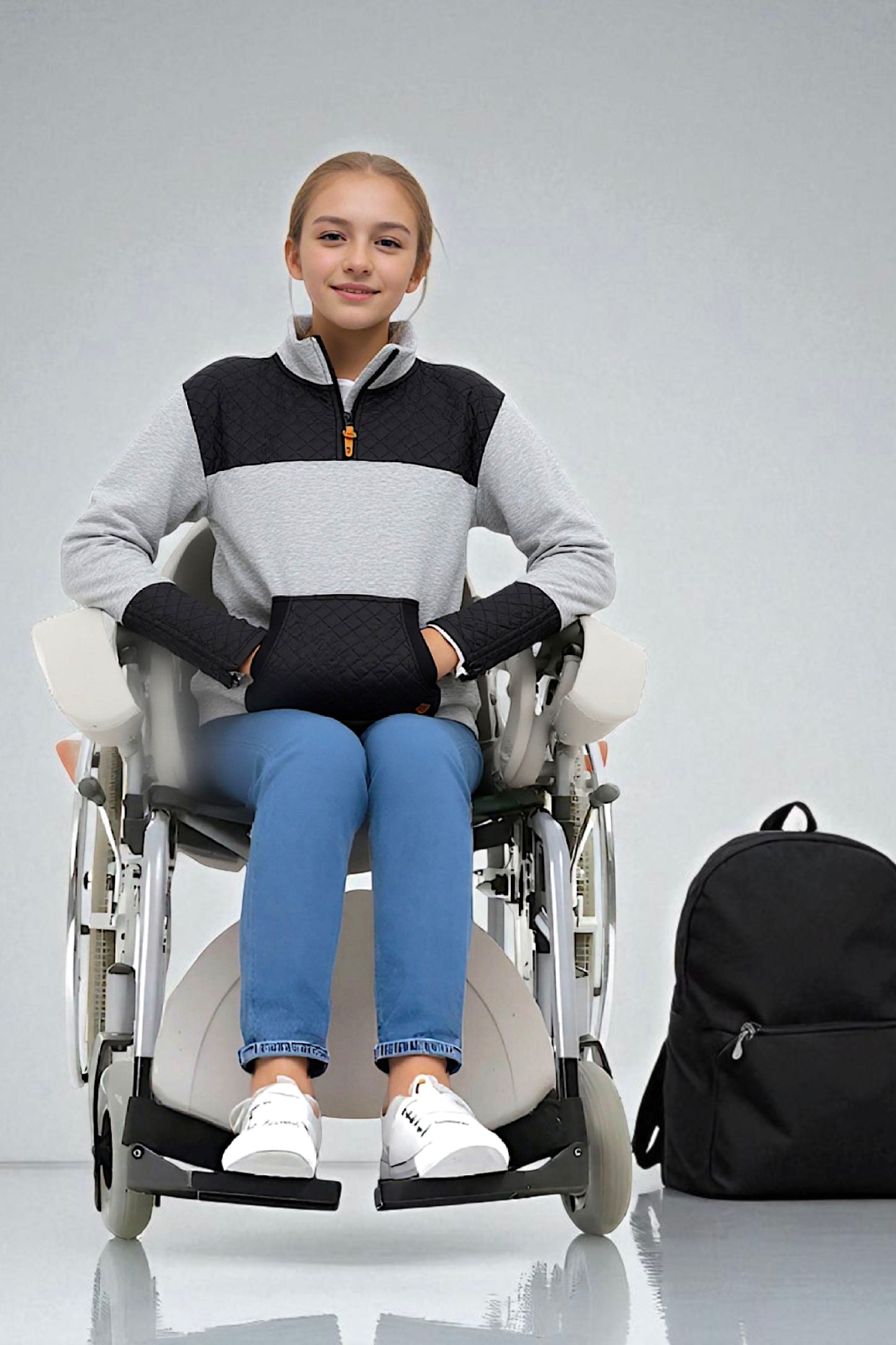 Adaptive Kids Unisex Sweatshirt: Front Zipper and Easy-Undressing Sleeves