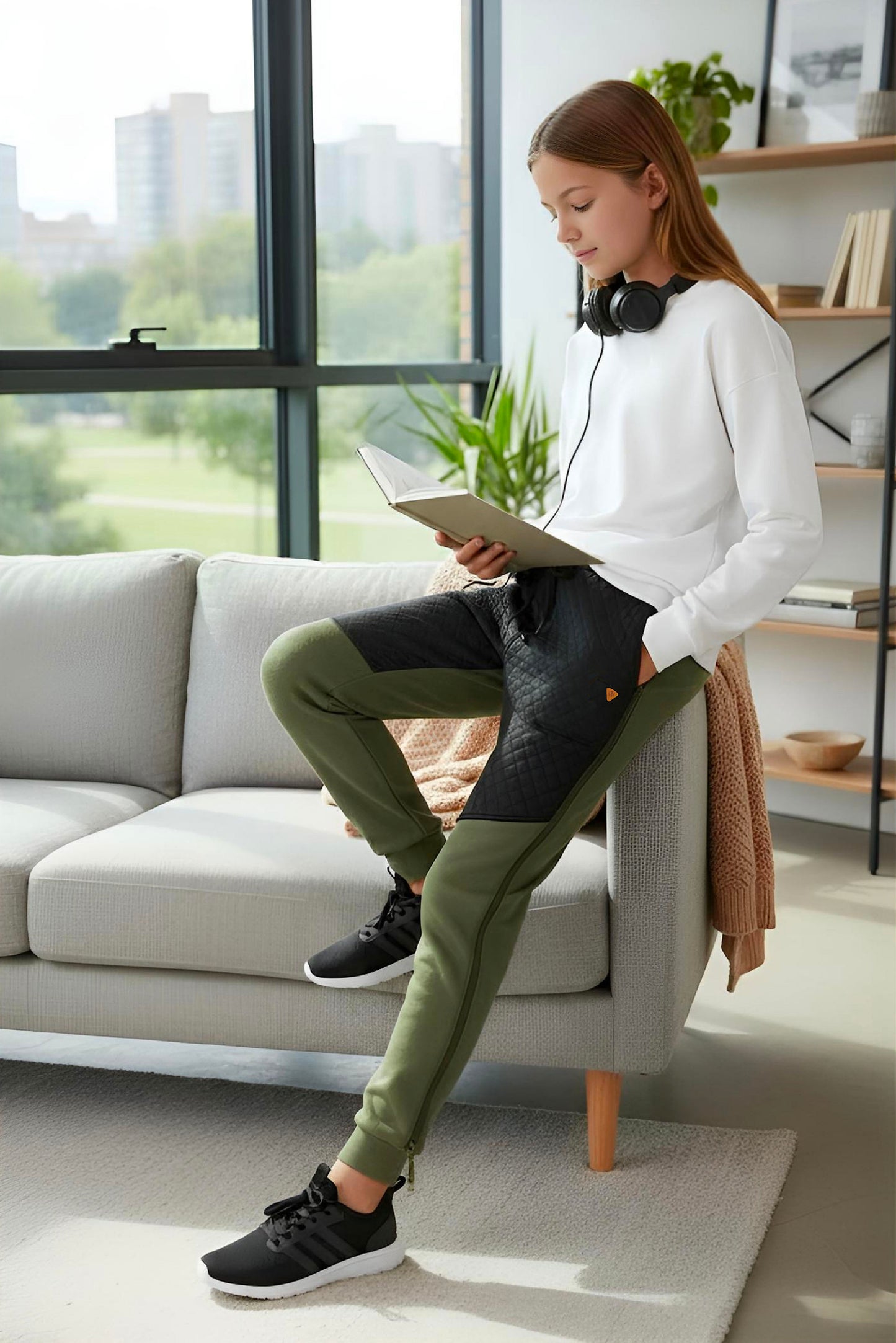 Adaptive Kids Pants with Elastic Waist & Full Side Zipper for Easy Undressing