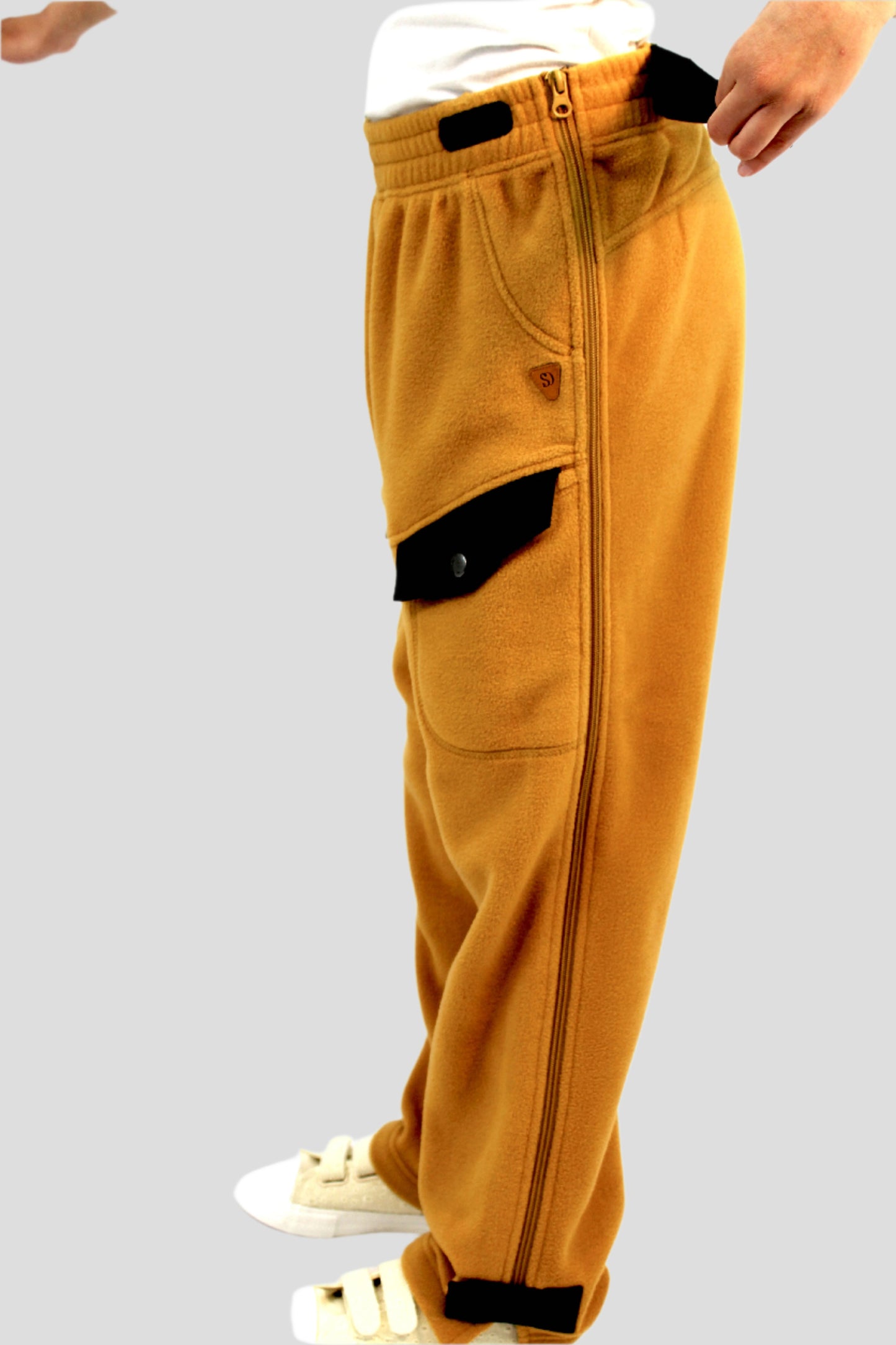 Adaptive Kids Polar Pants: Adjustable Waist, Full Side Zipper for Easy Undressing