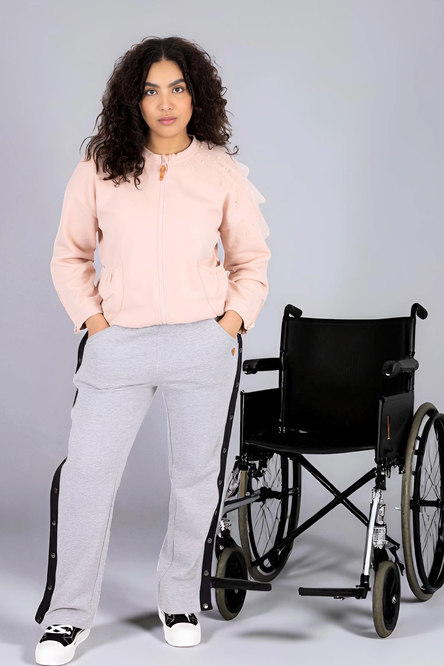 Adaptive Kids Sweatpants, with Full Elastic Waist & Side Full Zipper for Easy Undressing