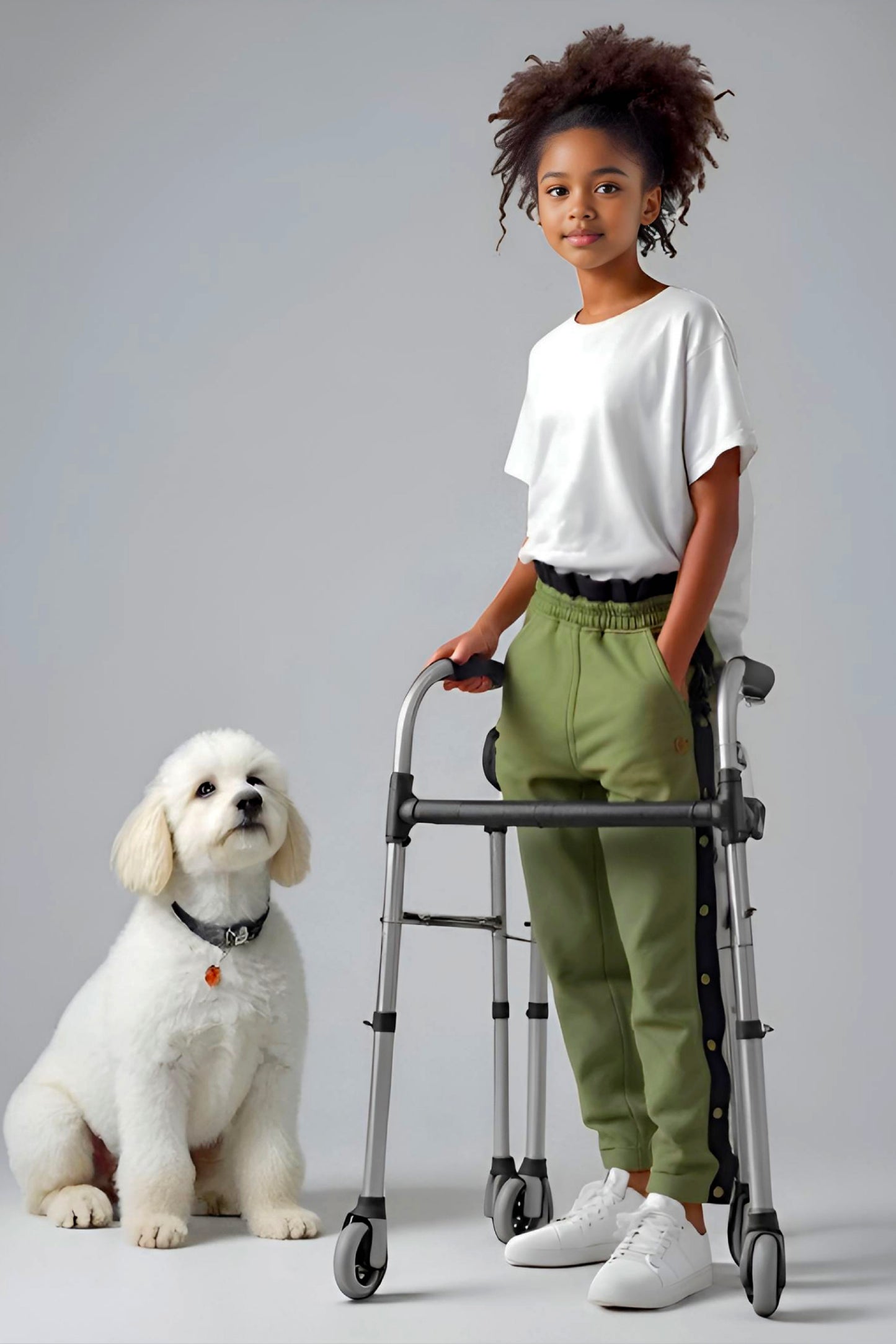 Adaptive Kids Sweatpants, with Full Elastic Waist & Side Full Zipper for Easy Undressing