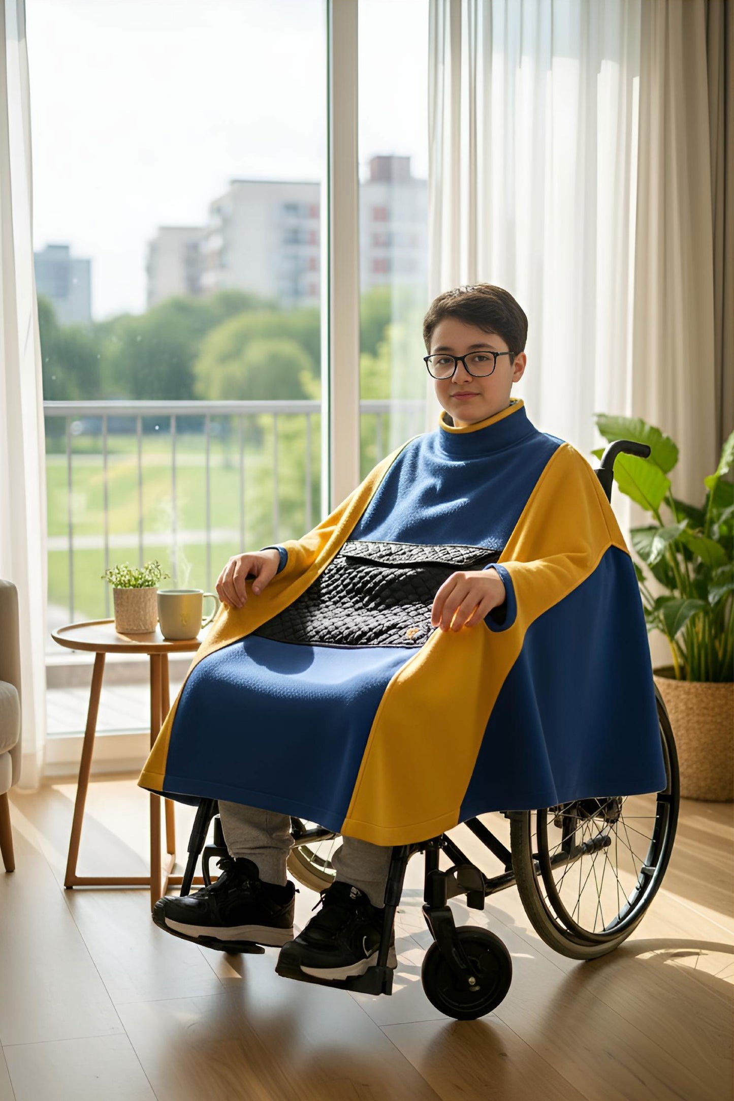 Easy-Wear Adaptive Unisex Poncho for Kids and Teens