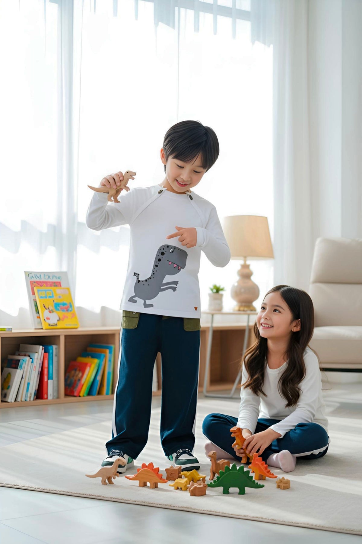 Adaptive Clothing: Dragon Print Kids’ Top with Two Front Neck Zippers