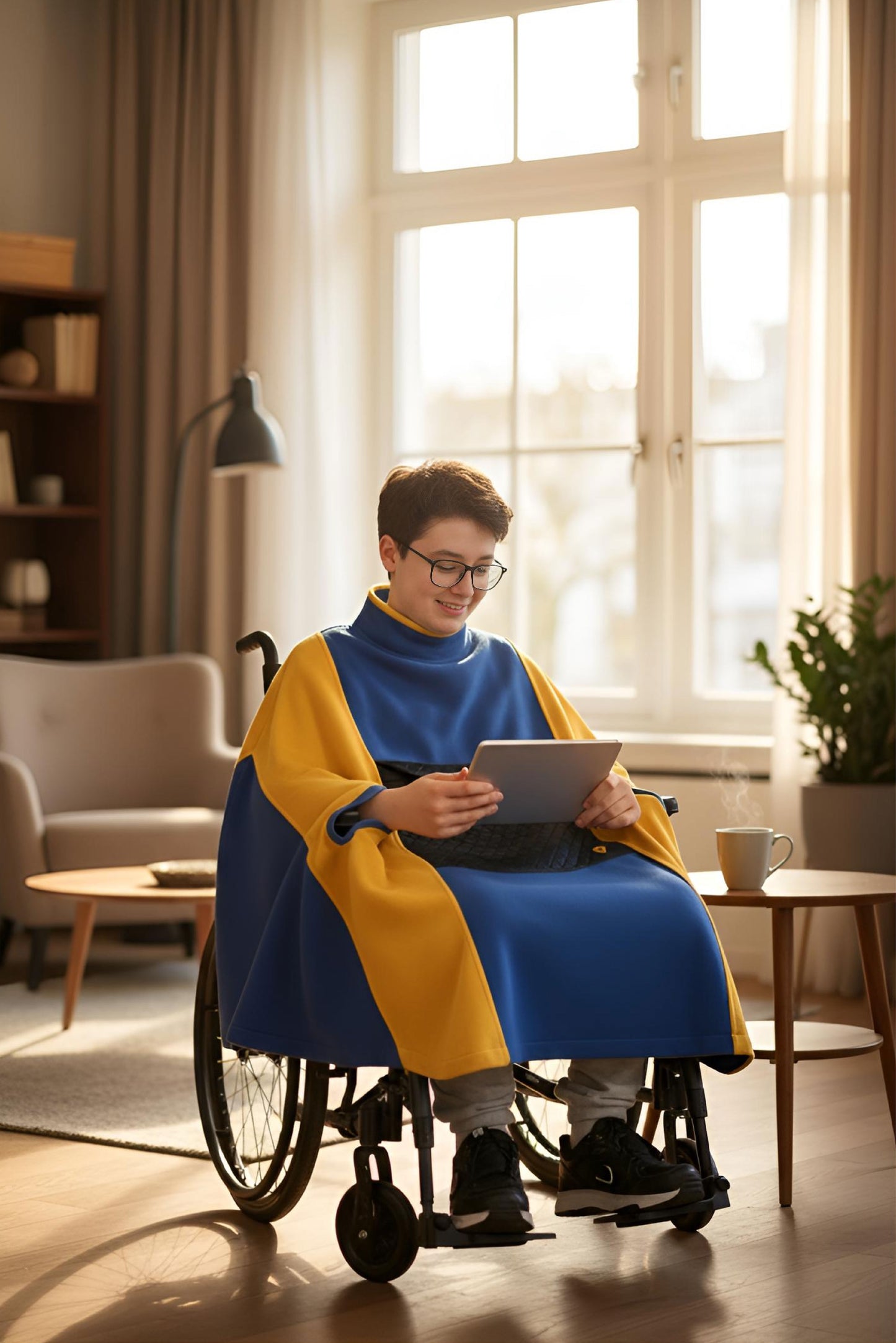 Easy-Wear Adaptive Unisex Poncho for Kids and Teens