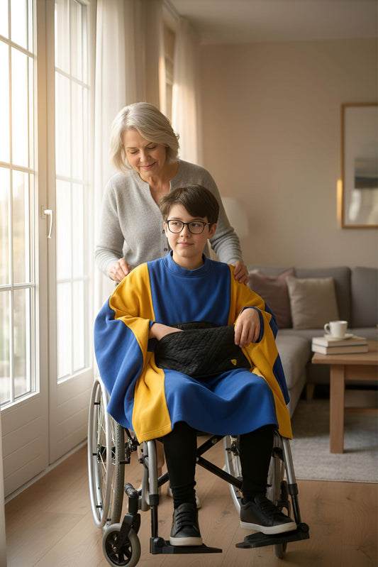 Easy-Wear Adaptive Unisex Poncho for Kids and Teens