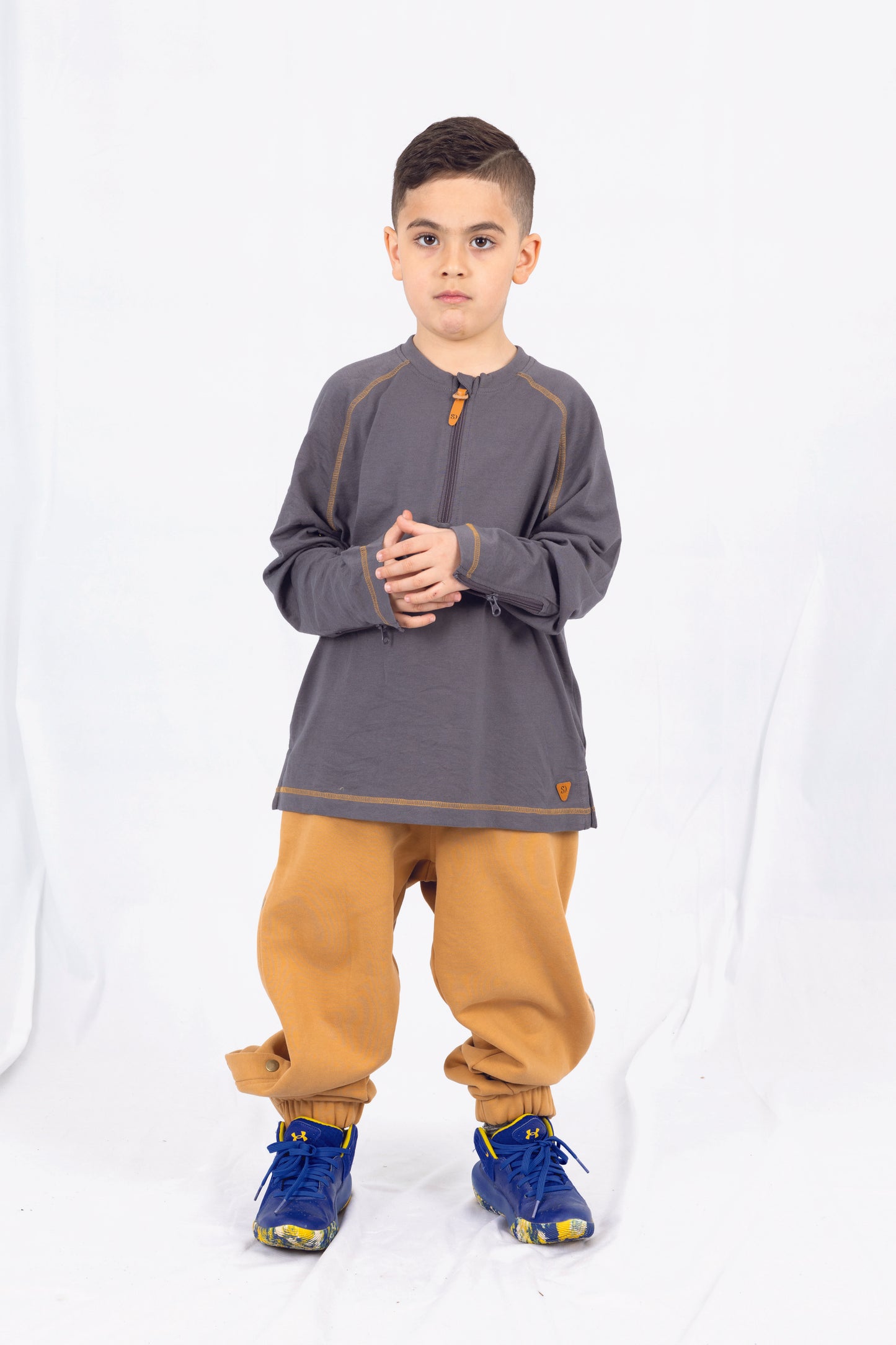 Adaptive Kids Soft Cotton Top, with Front Zipper & Easy-Undressing Sleeves