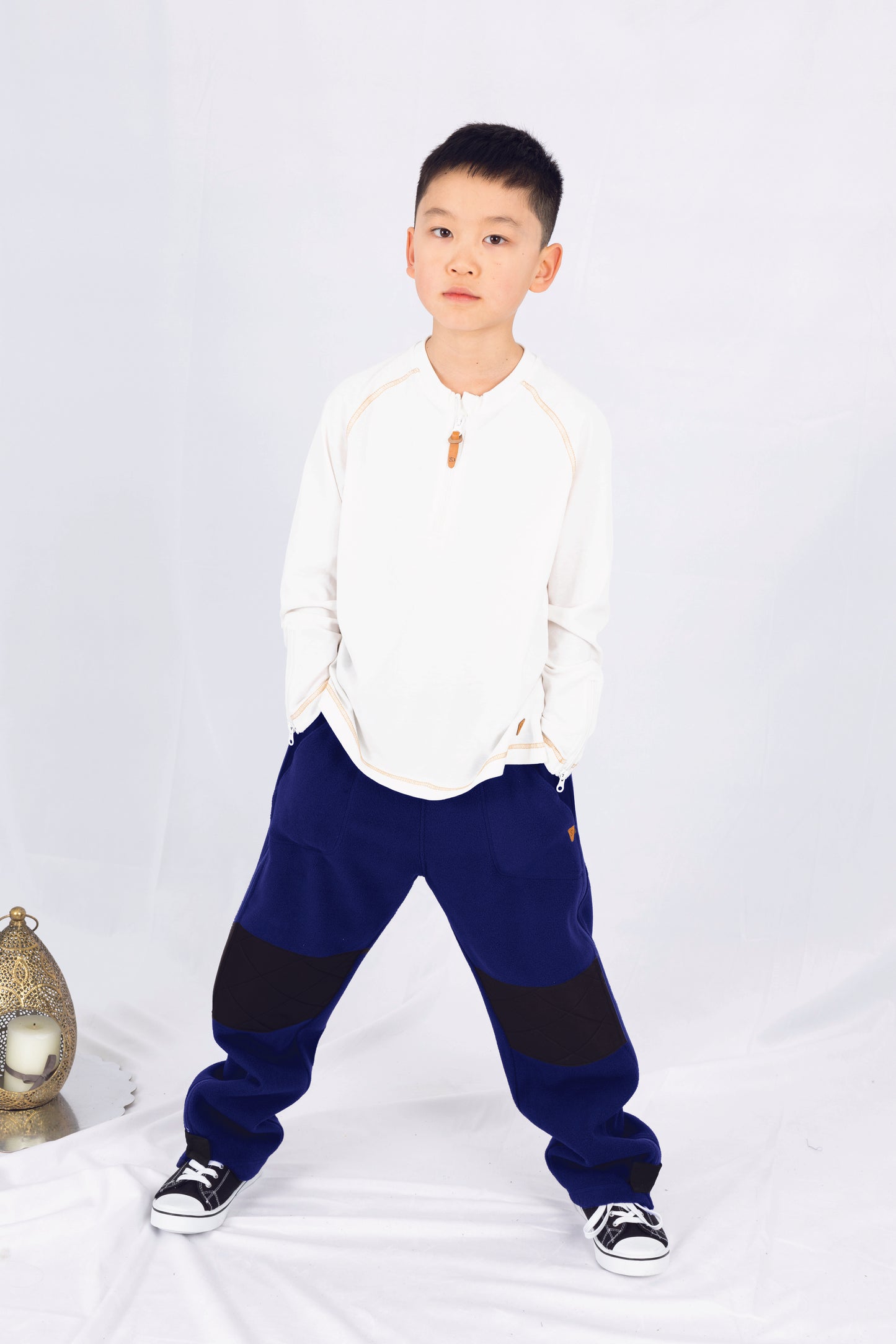 Adaptive Kids Polar Pants, Adjustable Waist, Knee Insert & Full Zipper for Easy Undressing