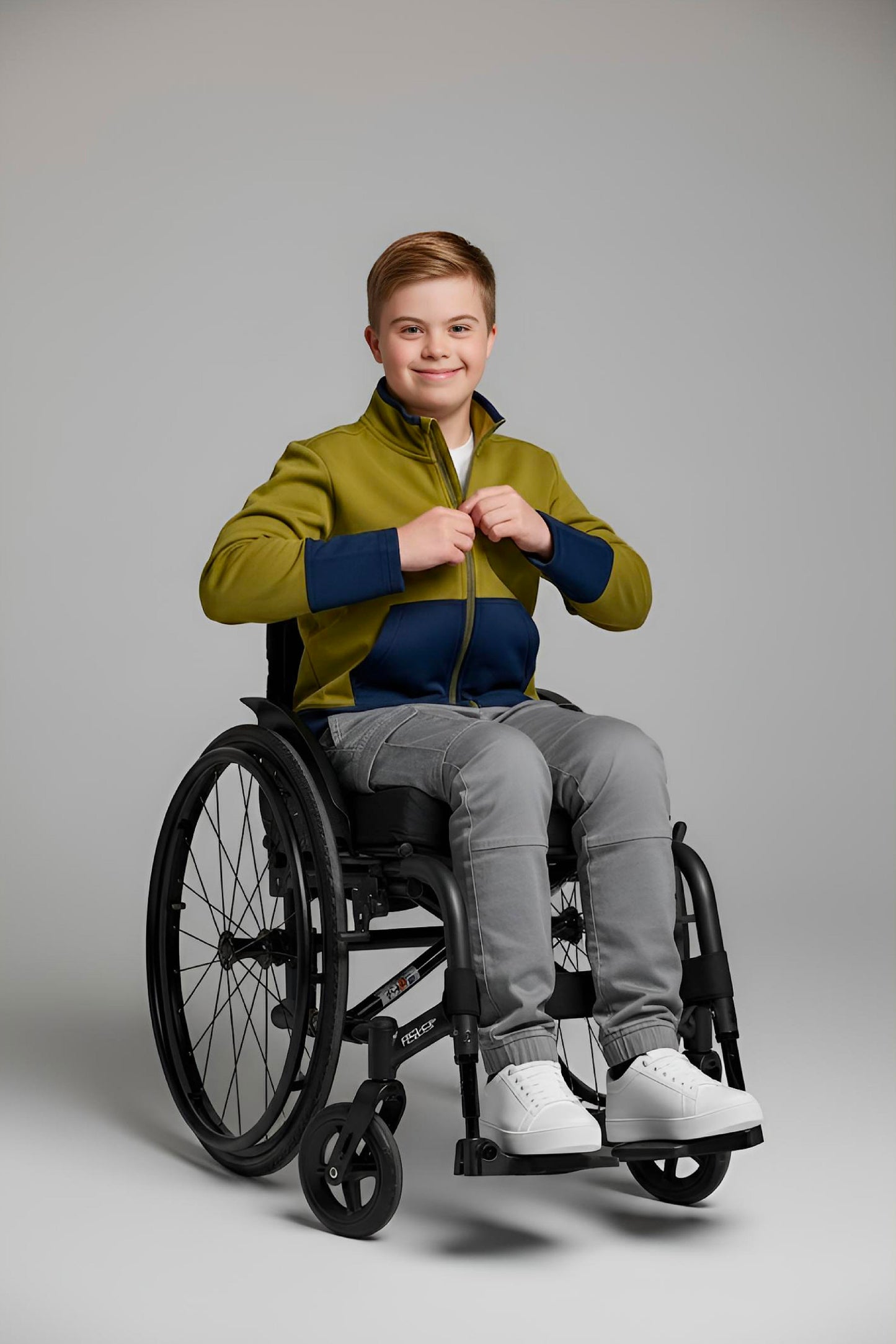 Adaptive Kids Jacket: Front Full Zipper, Cargo Pocket, Easy-Undressing Sleeves