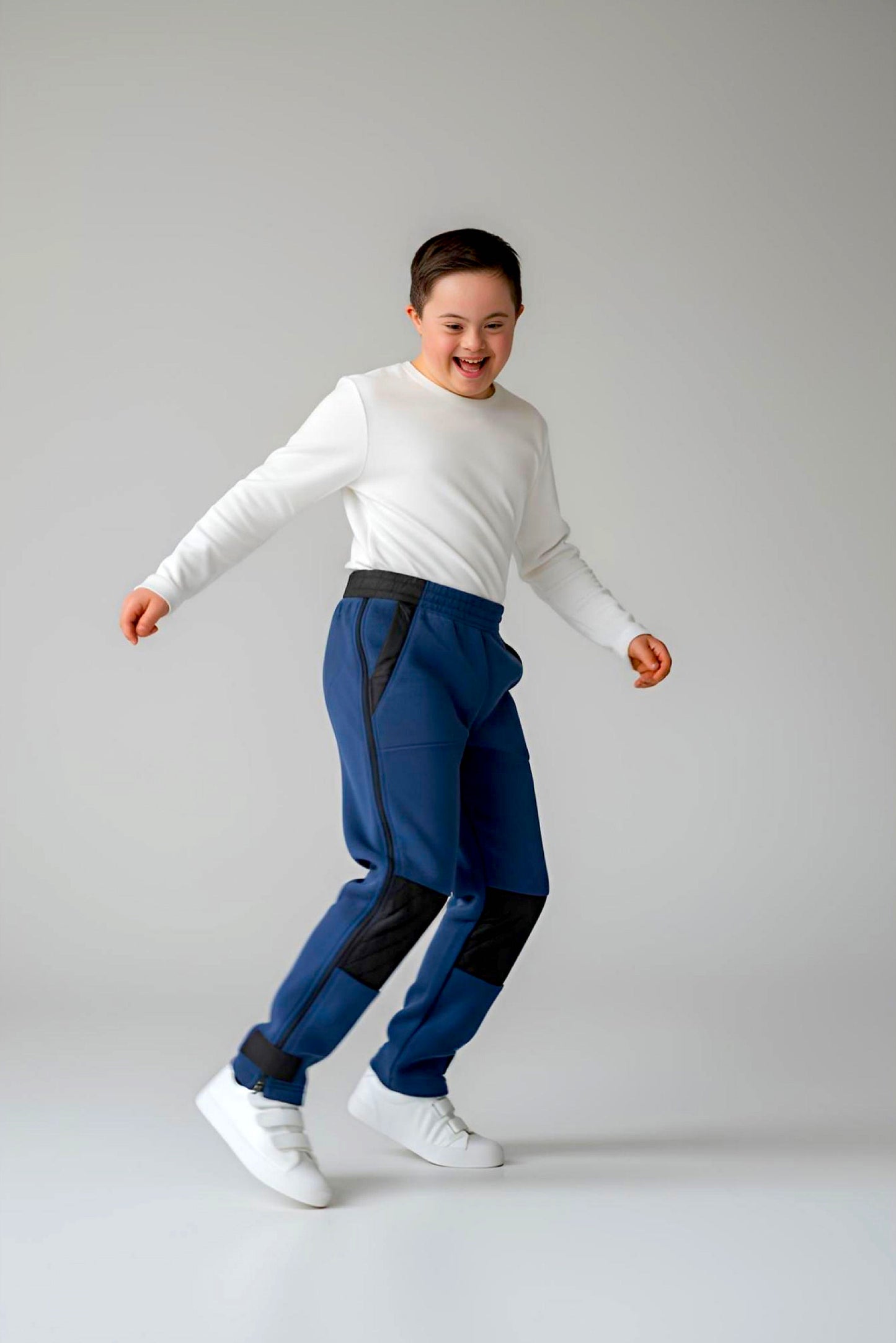Adaptive Kids Polar Pants, Adjustable Waist, Knee Insert & Full Zipper for Easy Undressing