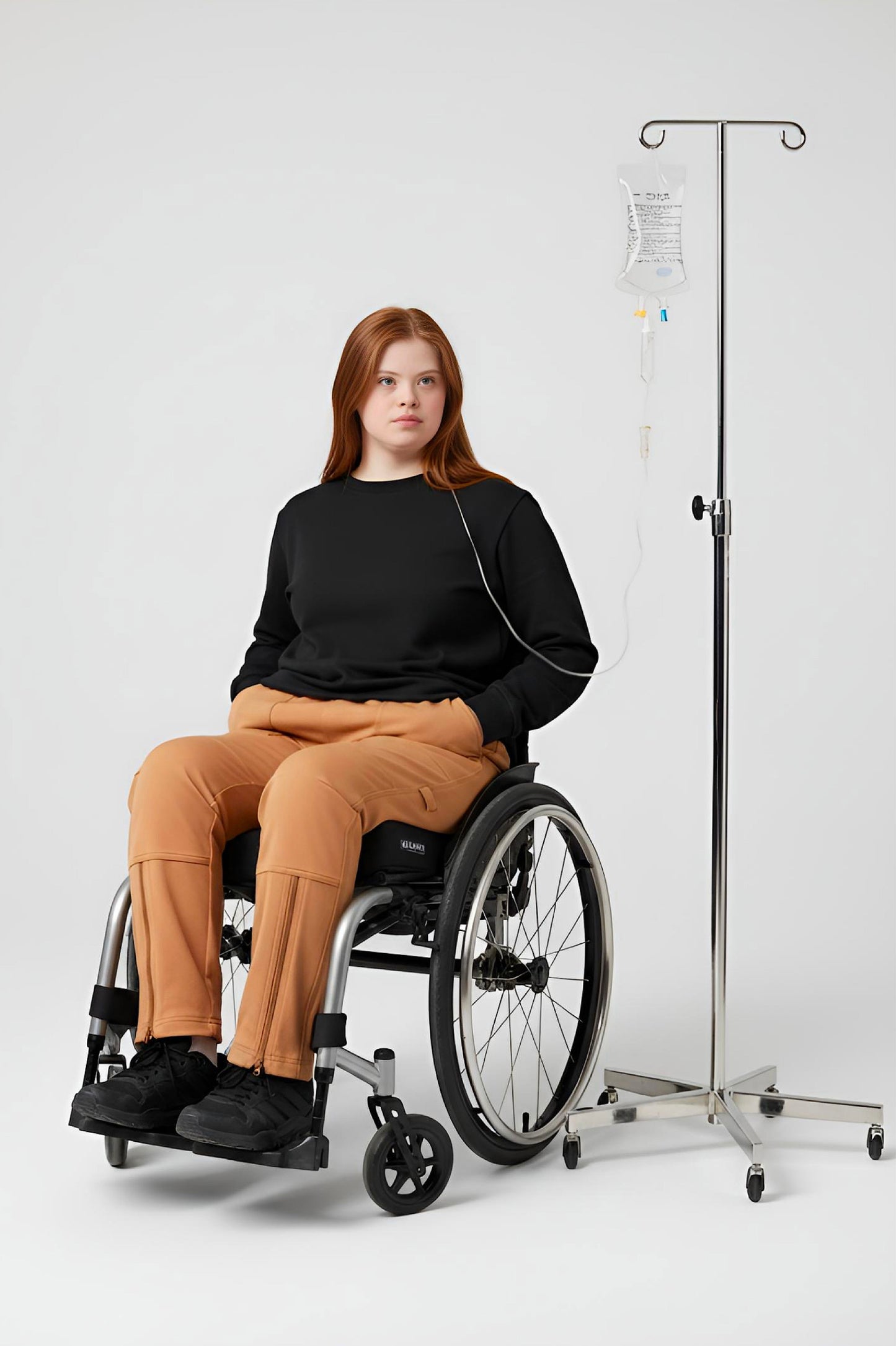Women's Adaptive Clothing: Stretch Trousers Pant, Full Elastic Waistband, Side Zippers for Easy Undressing