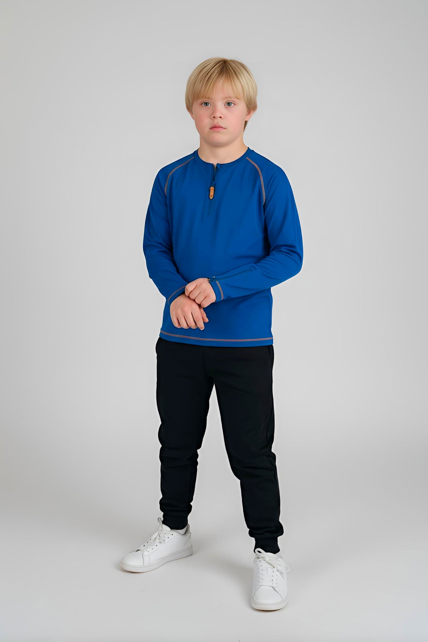 Adaptive Kids Soft Cotton Top, with Front Zipper & Easy-Undressing Sleeves