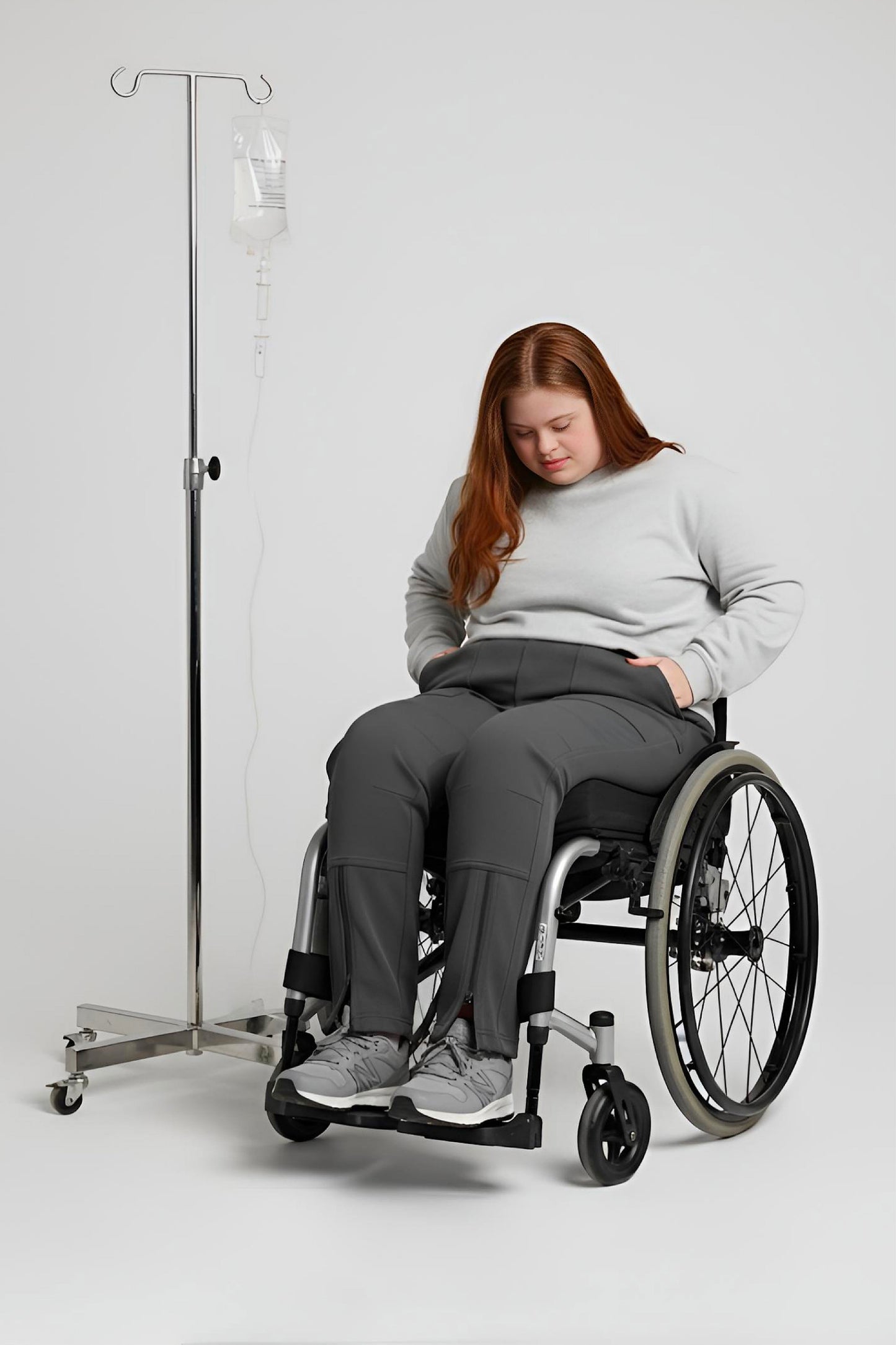 Women's Adaptive Clothing: Stretch Trousers Pant, Full Elastic Waistband, Side Zippers for Easy Undressing