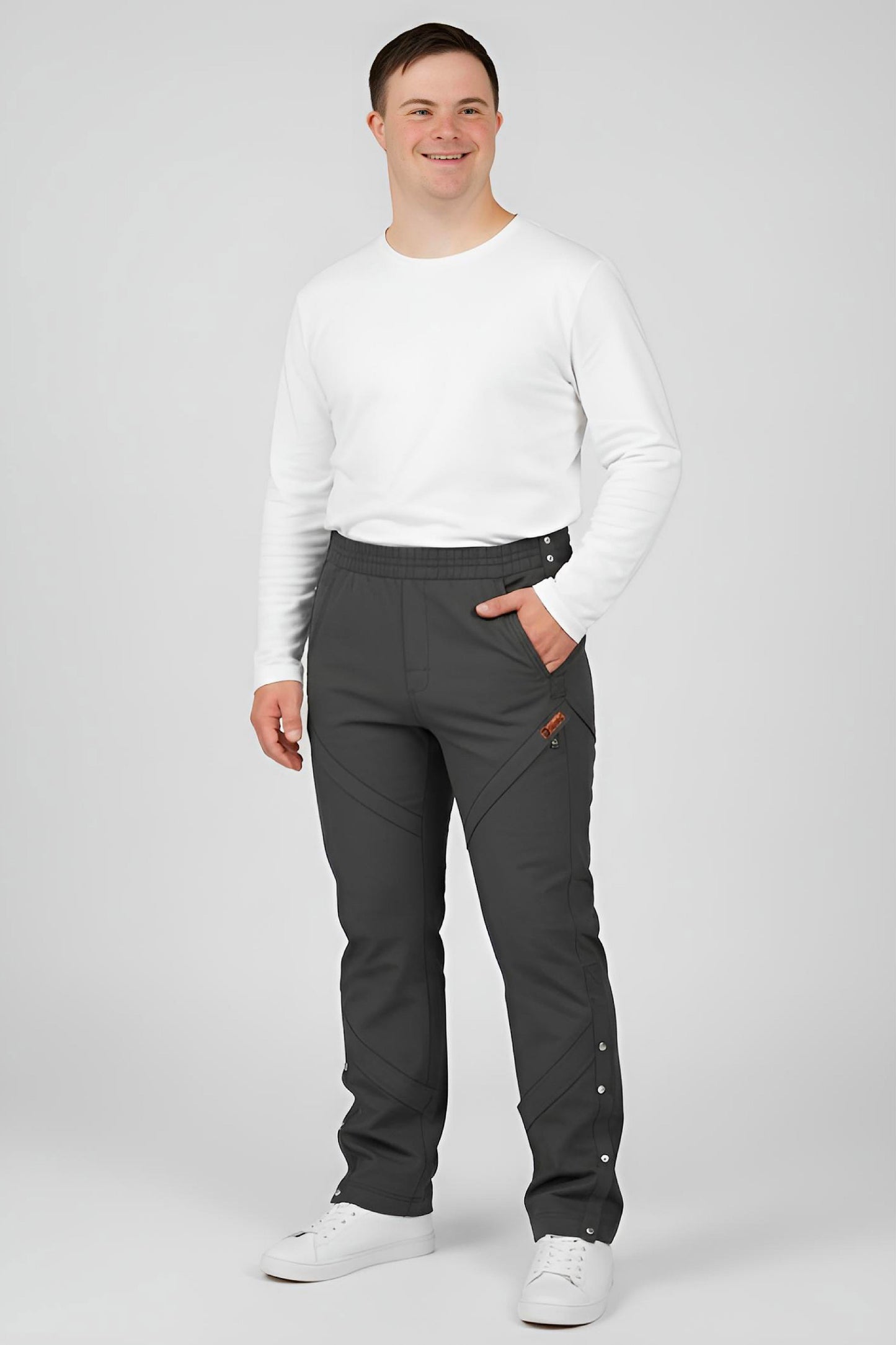 Men's Adaptive Clothing Pant - High-Quality Soft Fabric and Full Waistband Elastic - Side Seam with a Zipper Allows Easy Undressing