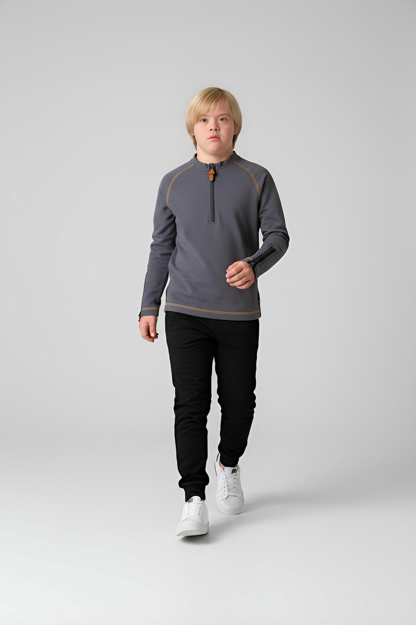 Adaptive Kids Soft Cotton Top, with Front Zipper & Easy-Undressing Sleeves