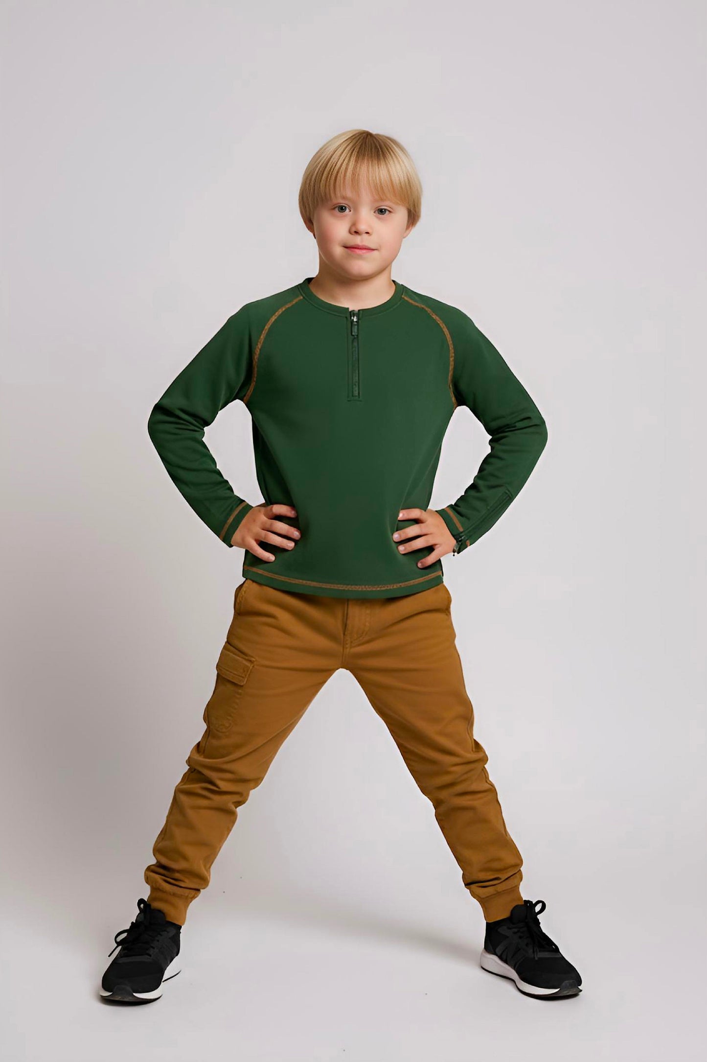 Adaptive Kids Soft Cotton Top, with Front Zipper & Easy-Undressing Sleeves