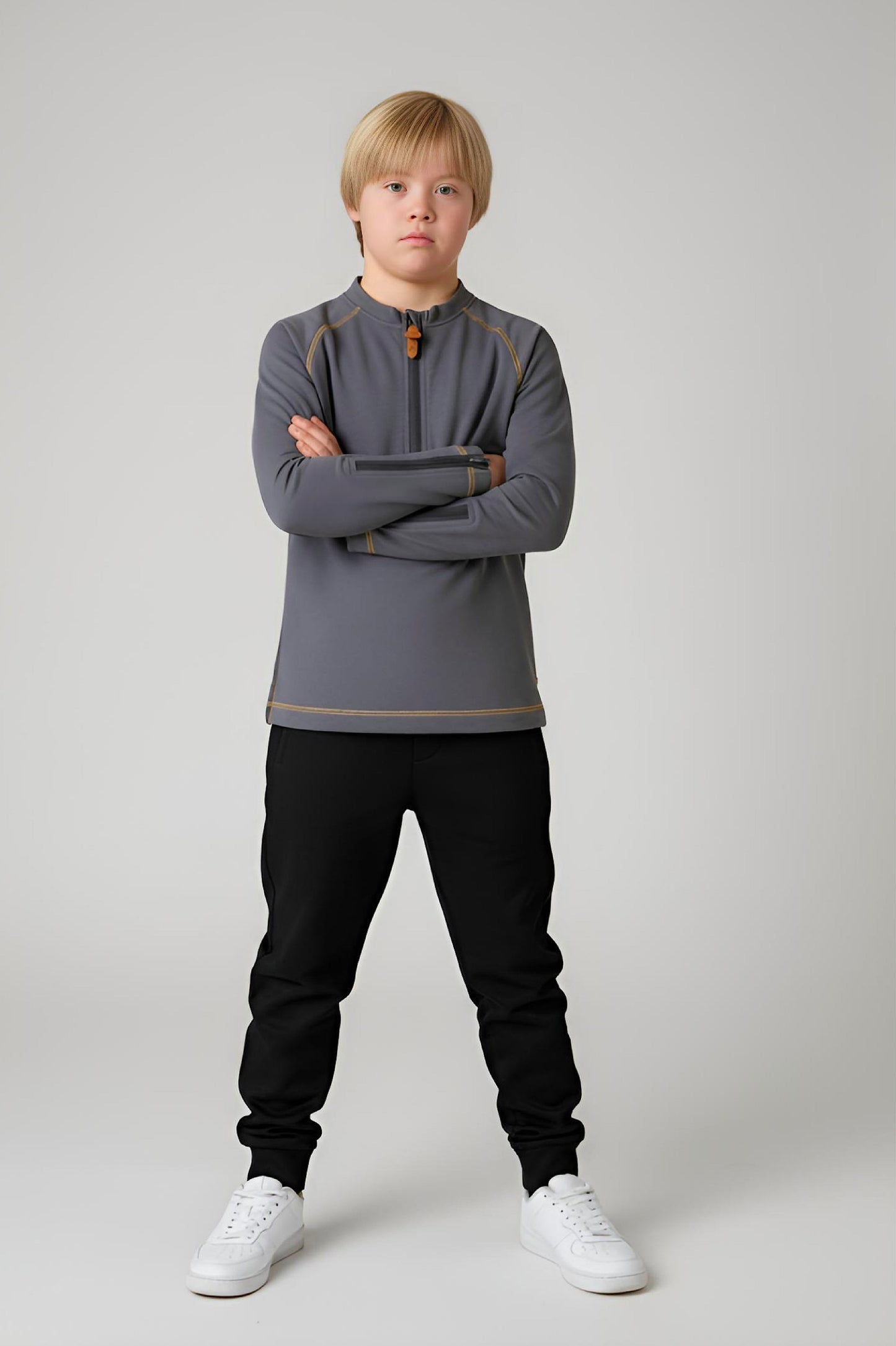 Adaptive Kids Soft Cotton Top, with Front Zipper & Easy-Undressing Sleeves