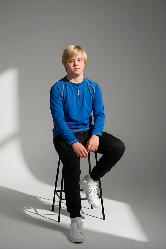 Adaptive Kids Soft Cotton Top, with Front Zipper & Easy-Undressing Sleeves